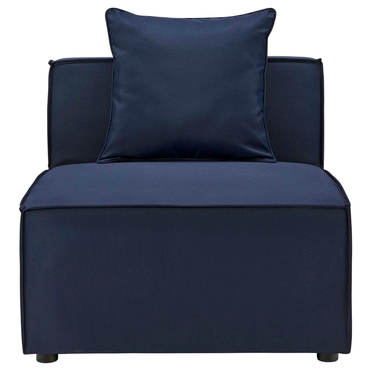 Saybrook Navy Blue Outdoor Patio Upholstered Sectional Sofa Armless Chair - Ornate Home