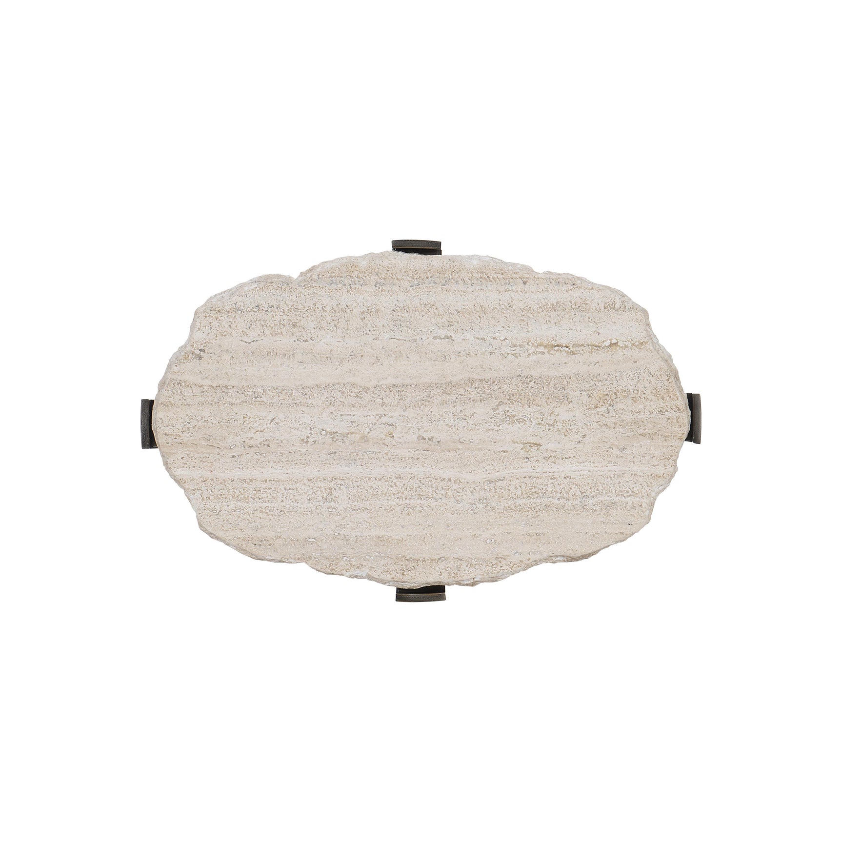 Sayers White Travertine/Oil-Rubbed Bronze Accent Table - Ornate Home