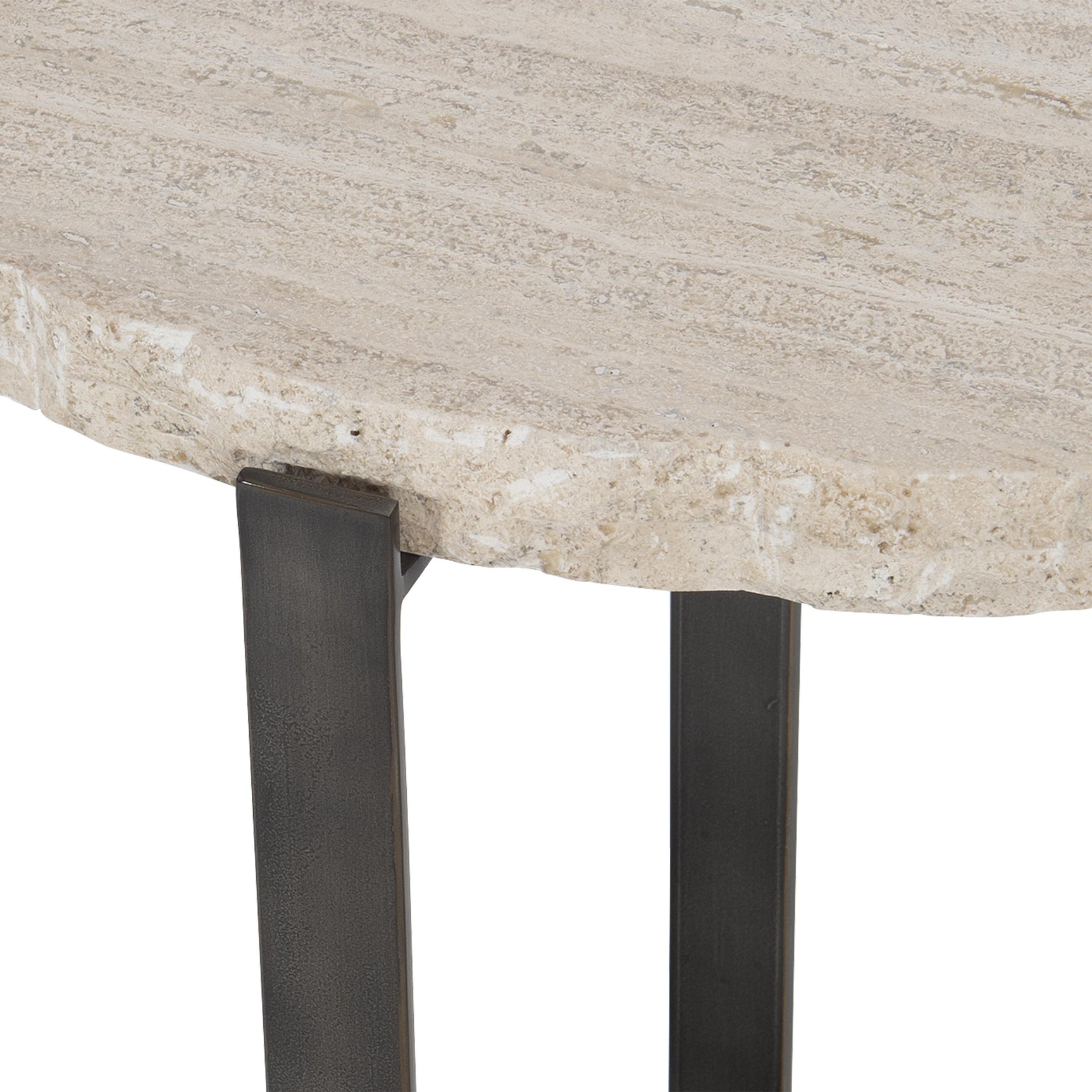 Sayers White Travertine/Oil-Rubbed Bronze Accent Table - Ornate Home