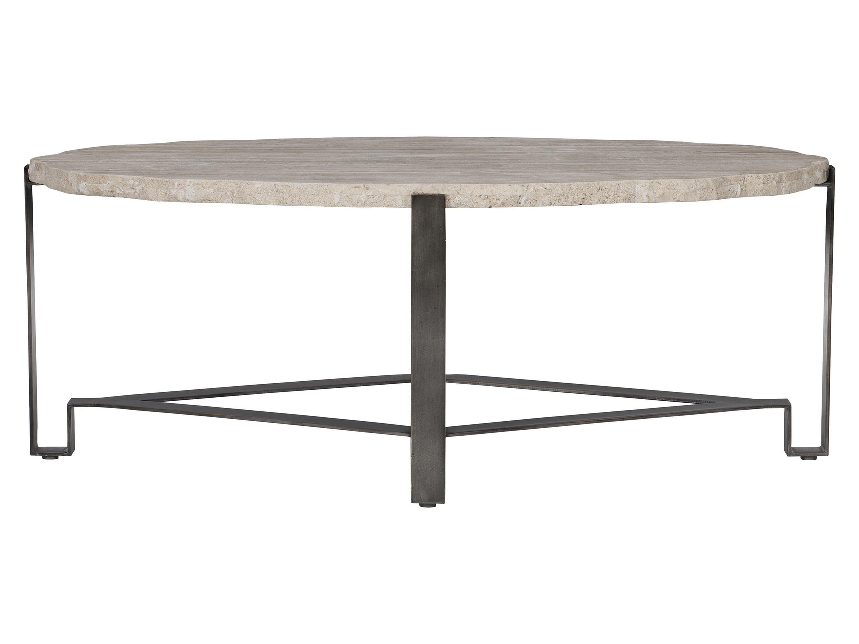 Sayers White Travertine/Oil-Rubbed Bronze Cocktail Table - Ornate Home