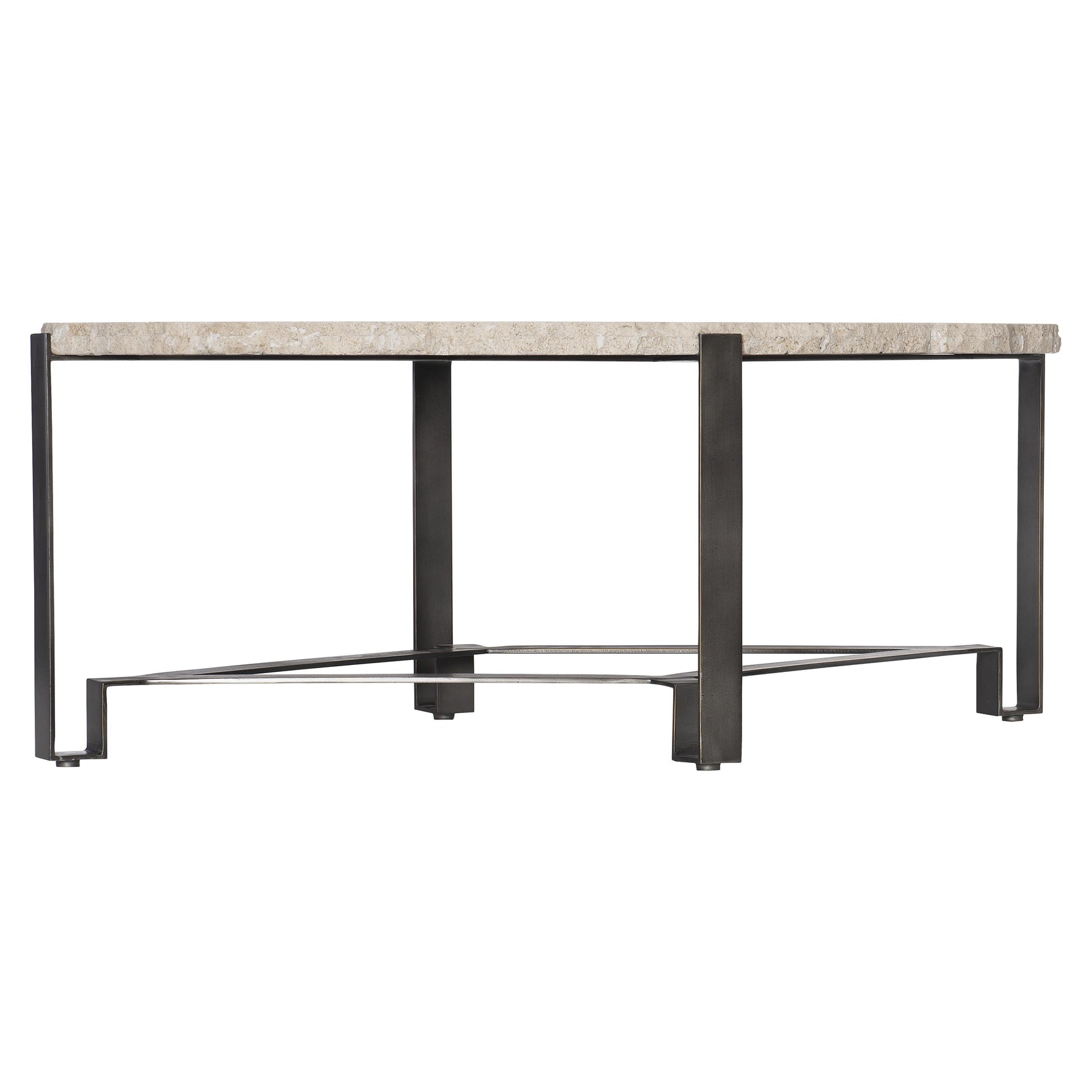 Sayers White Travertine/Oil-Rubbed Bronze Cocktail Table - Ornate Home
