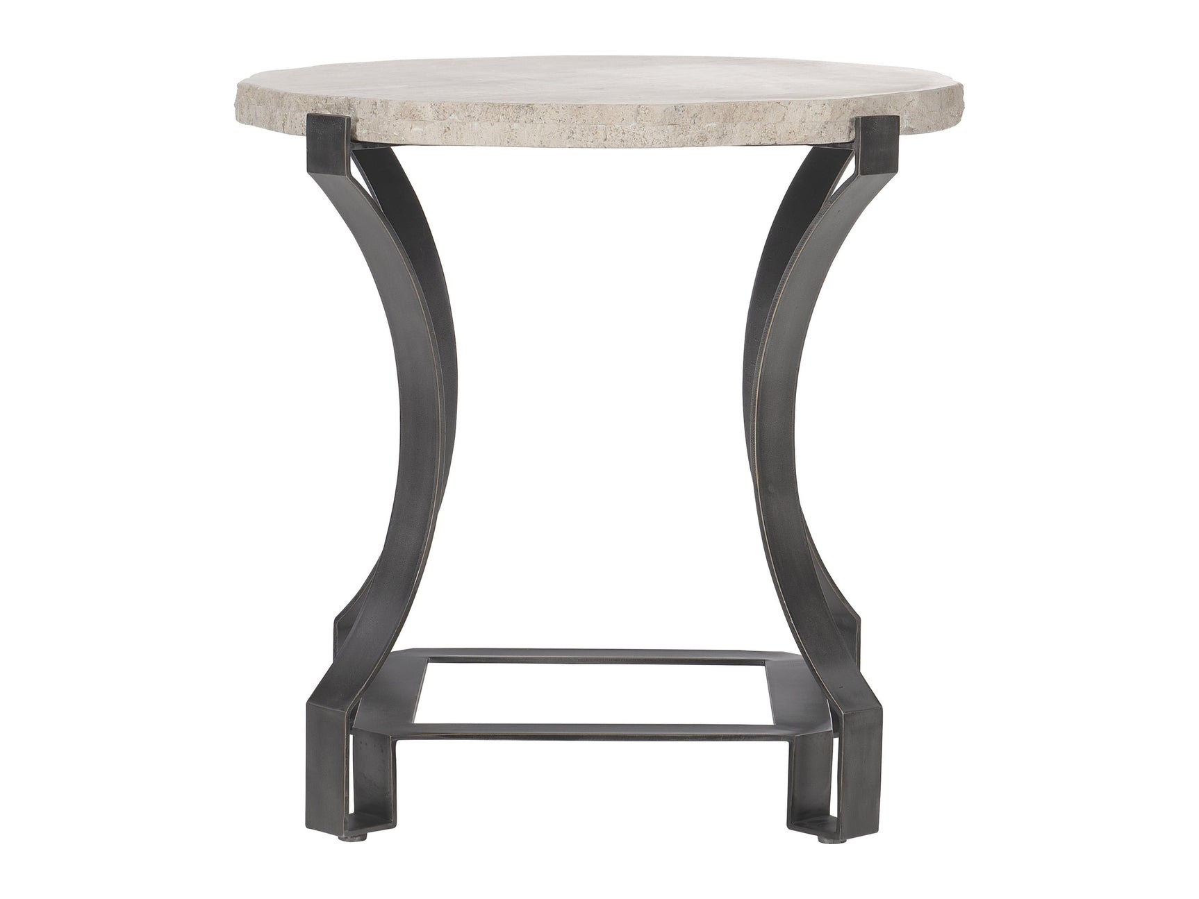 Sayers White Travertine/Oil-Rubbed Bronze Side Table - Ornate Home