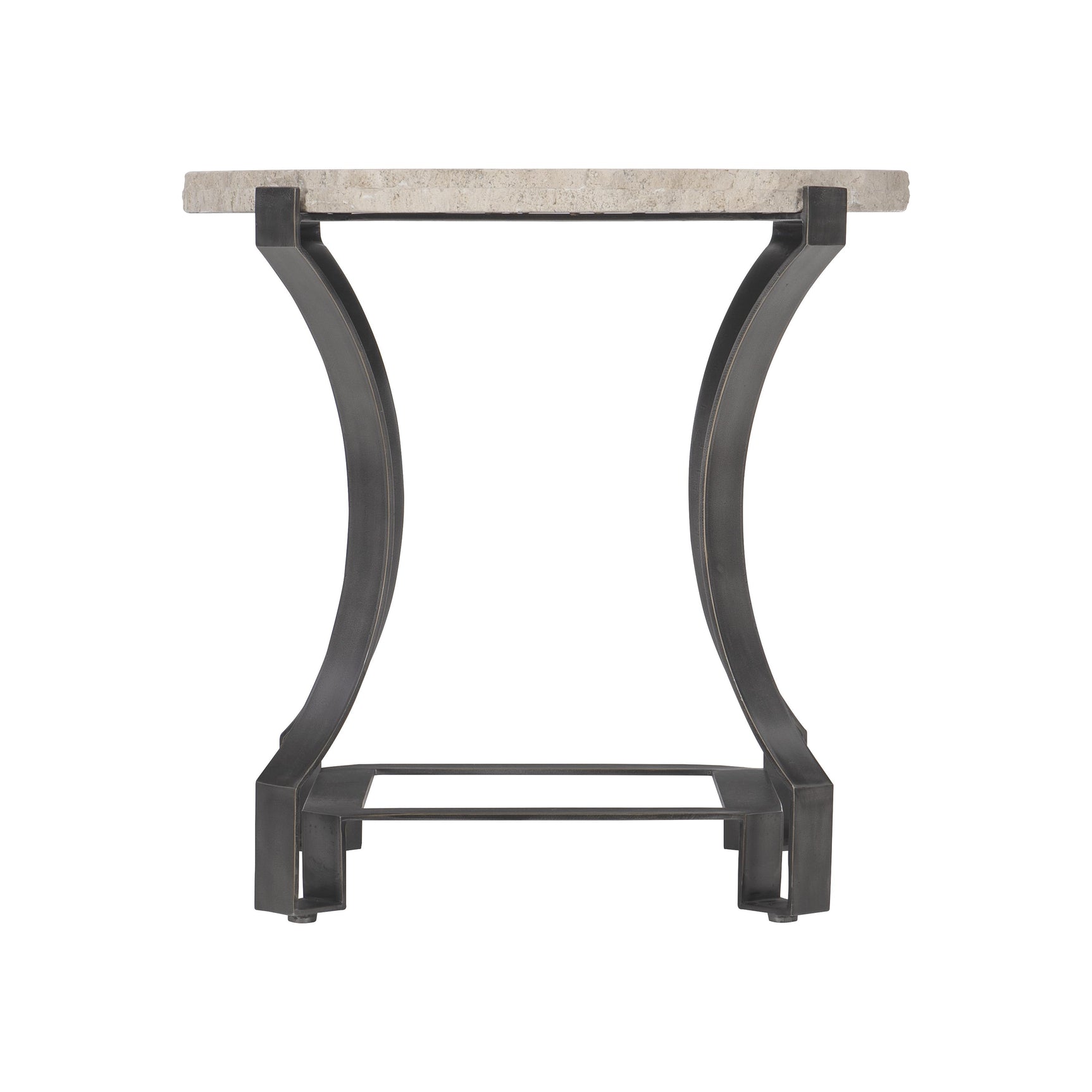 Sayers White Travertine/Oil-Rubbed Bronze Side Table - Ornate Home