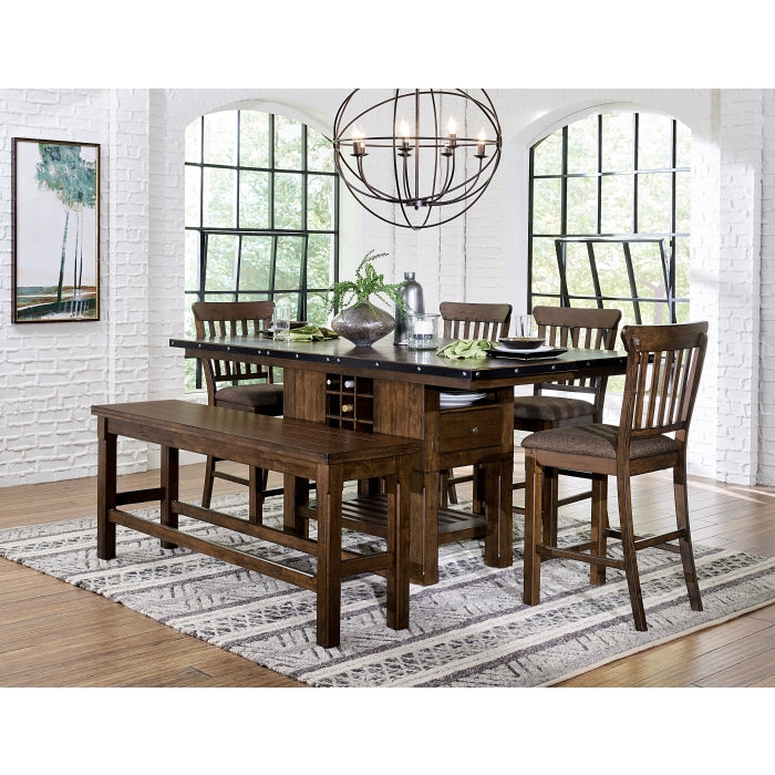 Schleiger Brown Counter Height Bench - Ornate Home