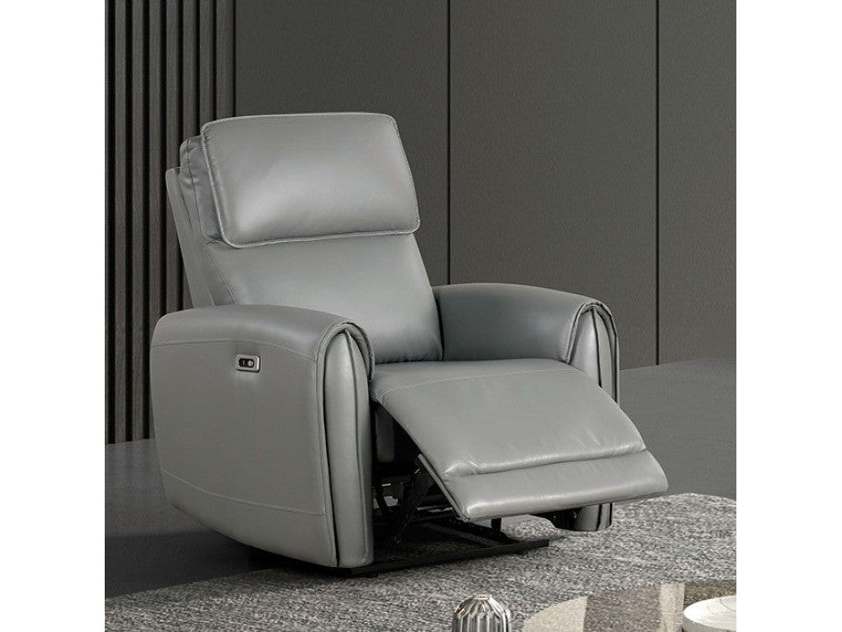 Schlieren Gray Leatherette Power Recliner - Ornate Home