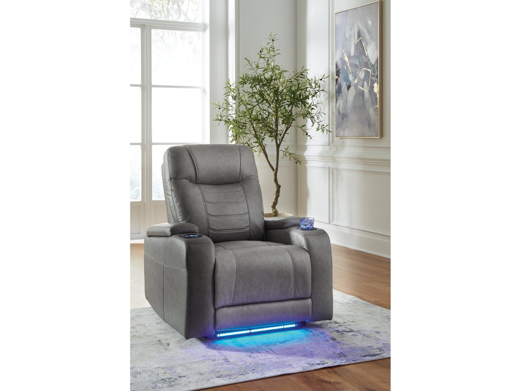 Schooner Rocks Slate Power Recliner/ADJ Headrest - Ornate Home