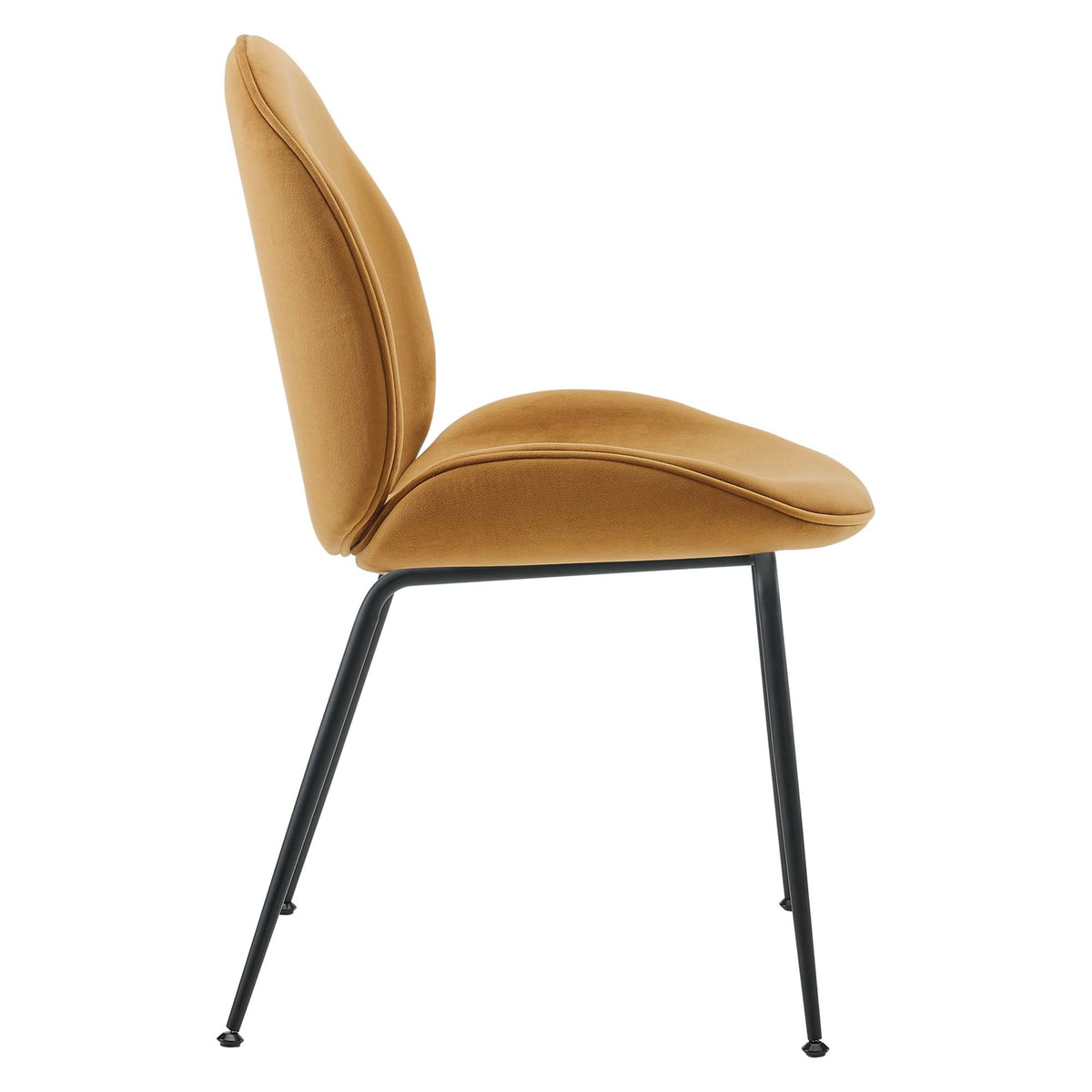 Scoop Cognac Black Powder Coated Steel Leg Performance Velvet Dining Chairs (Set of 2) - Ornate Home