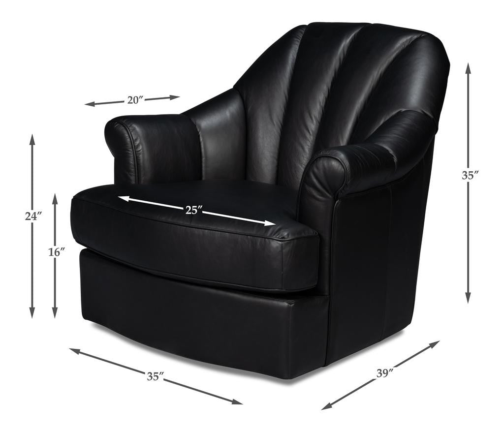 Scoth Black Swivel Chair - Ornate Home