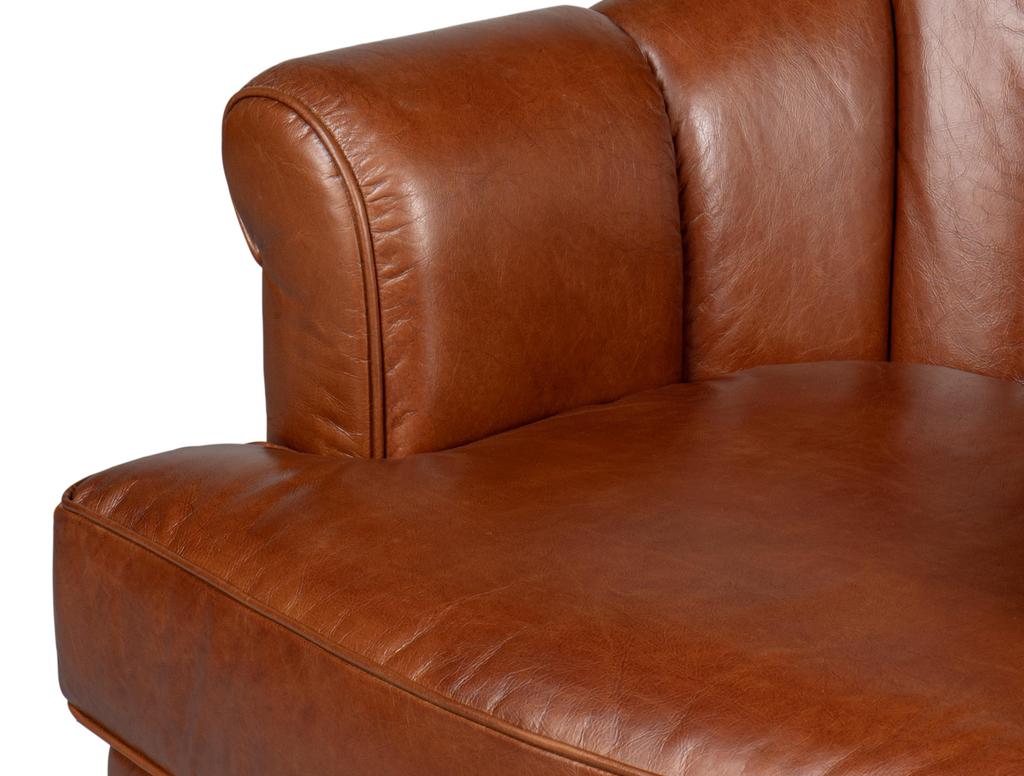 Scoth Brown Swivel Chair In Distilled Leather - Ornate Home
