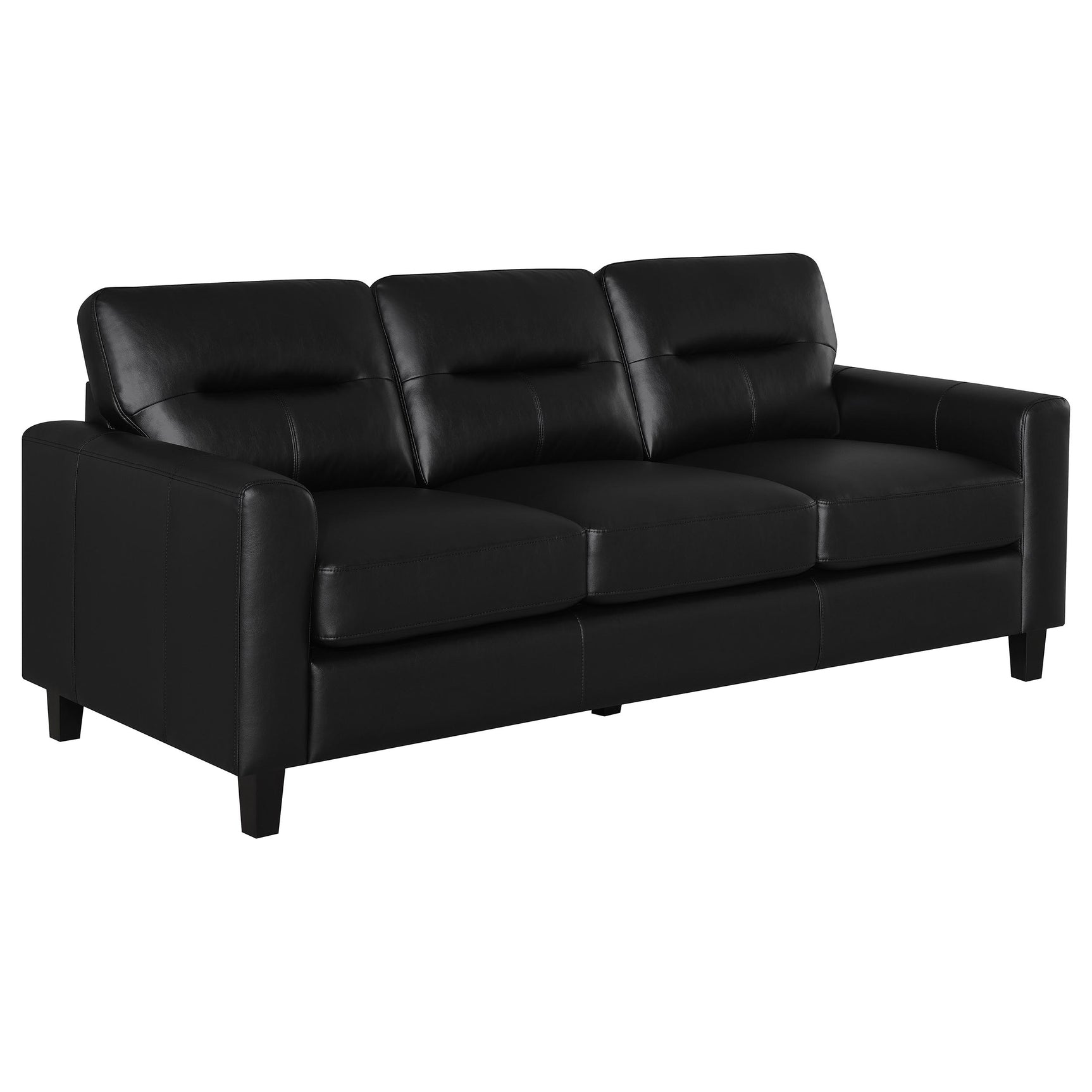 Scotland Black 2-piece Faux Leather Upholstered Sofa Set - Ornate Home