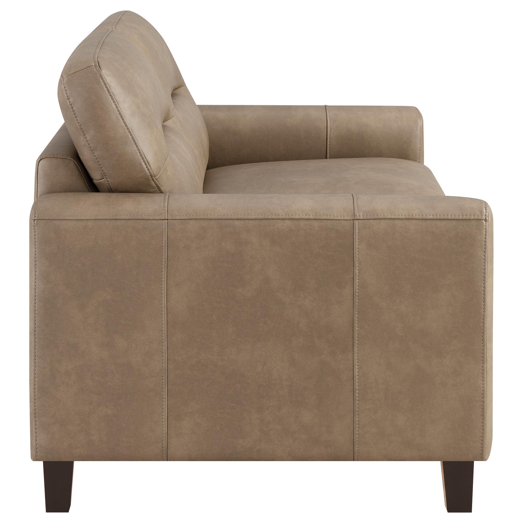 Scotland Brown Faux Leather Upholstered Track Arm Loveseat - Ornate Home