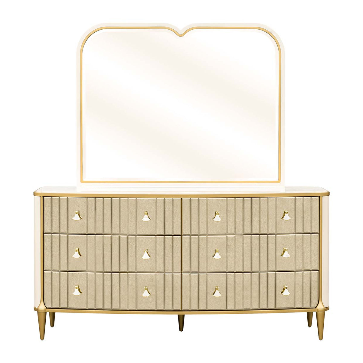 Michael Amini Scotts Square Light Champagne Dresser with Mirror