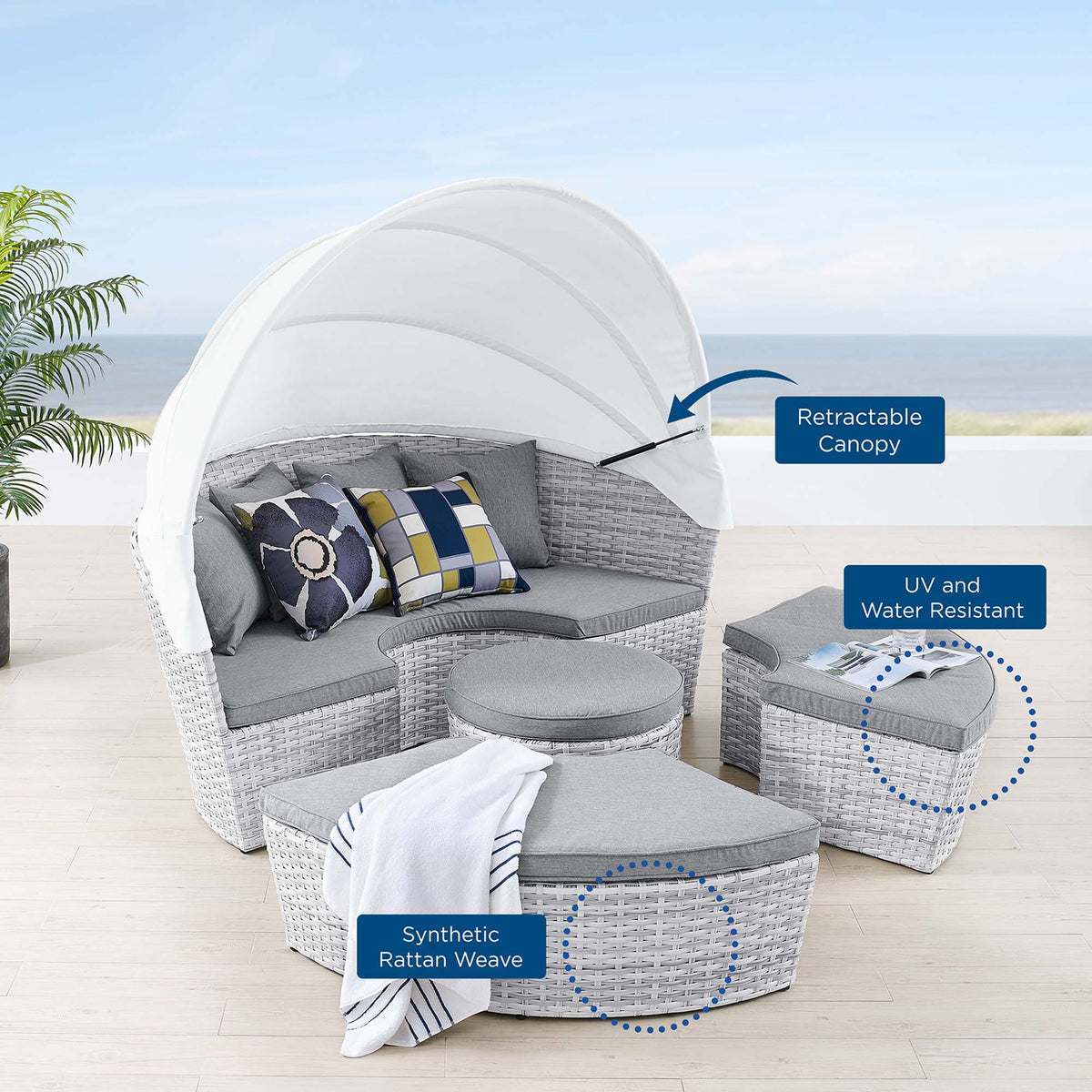 Scottsdale Light Gray/Gray Canopy Outdoor Patio Daybed