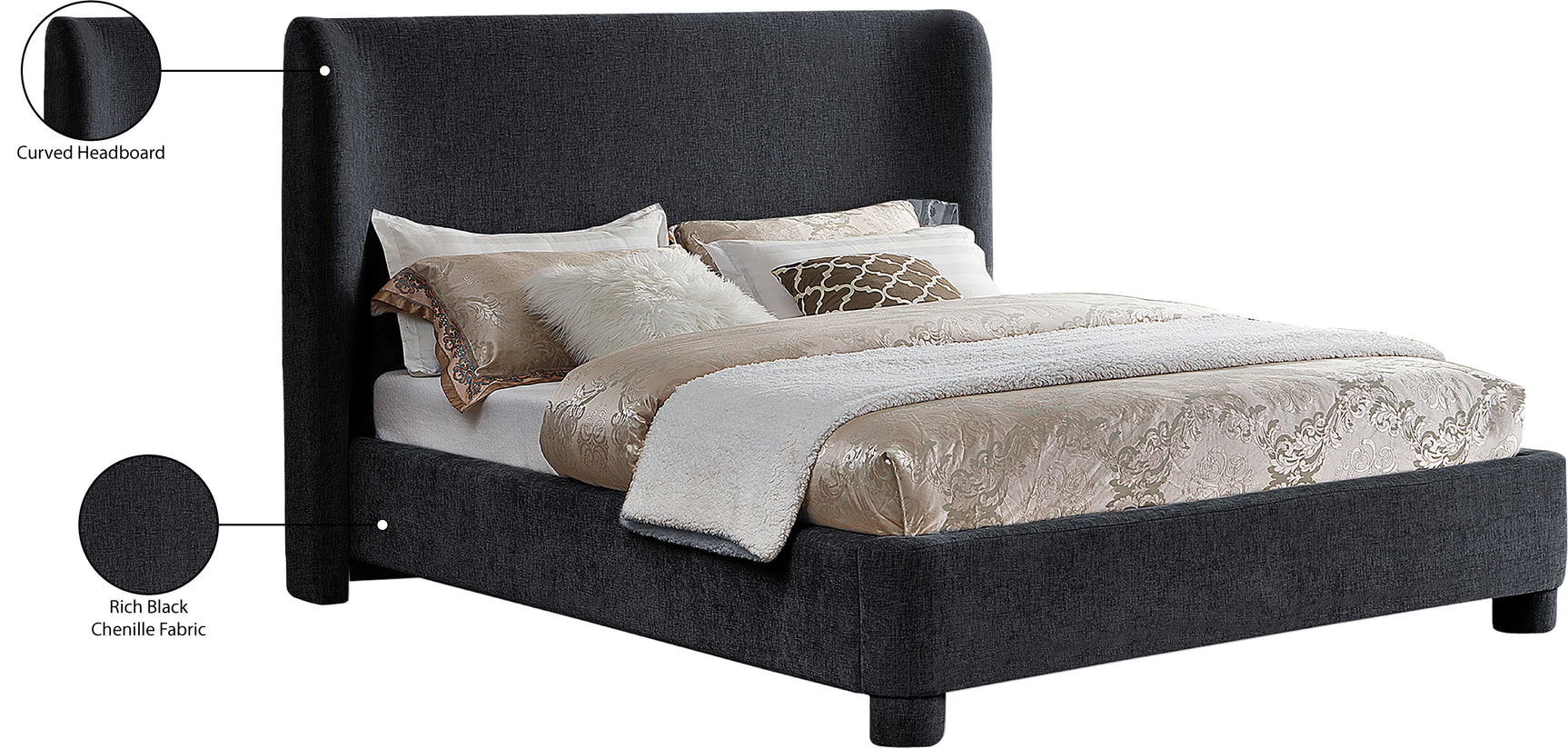 Seabreeze Black Fabric Upholstery Type Full Bed - Ornate Home
