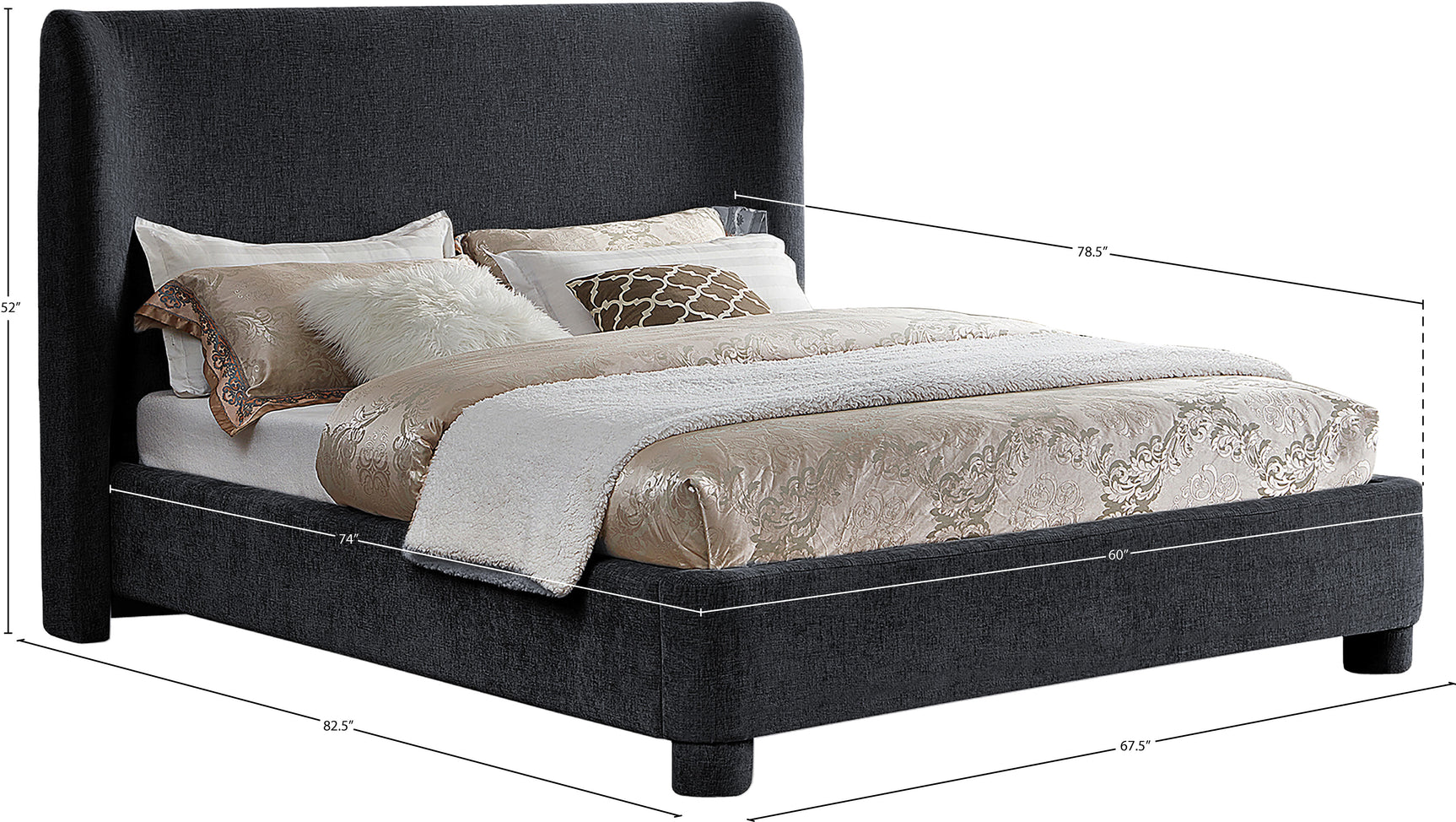 Seabreeze Black Fabric Upholstery Type Full Bed - Ornate Home