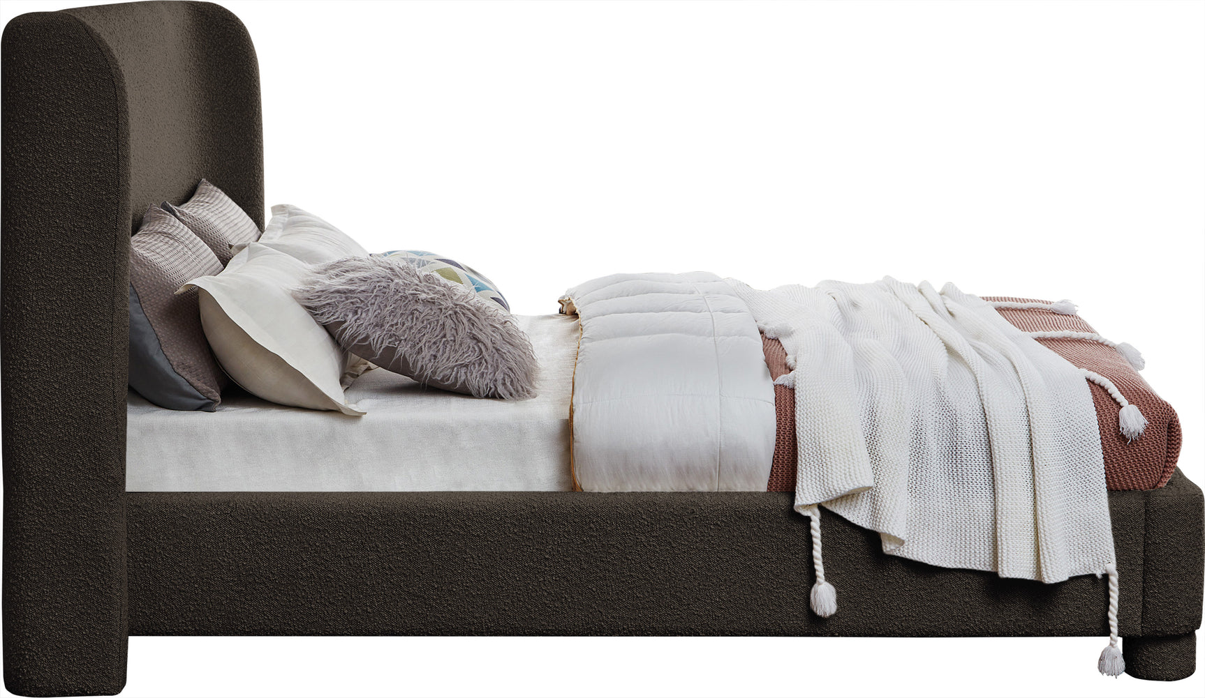 Seabreeze Brown Fabric Upholstered King Bed - Ornate Home