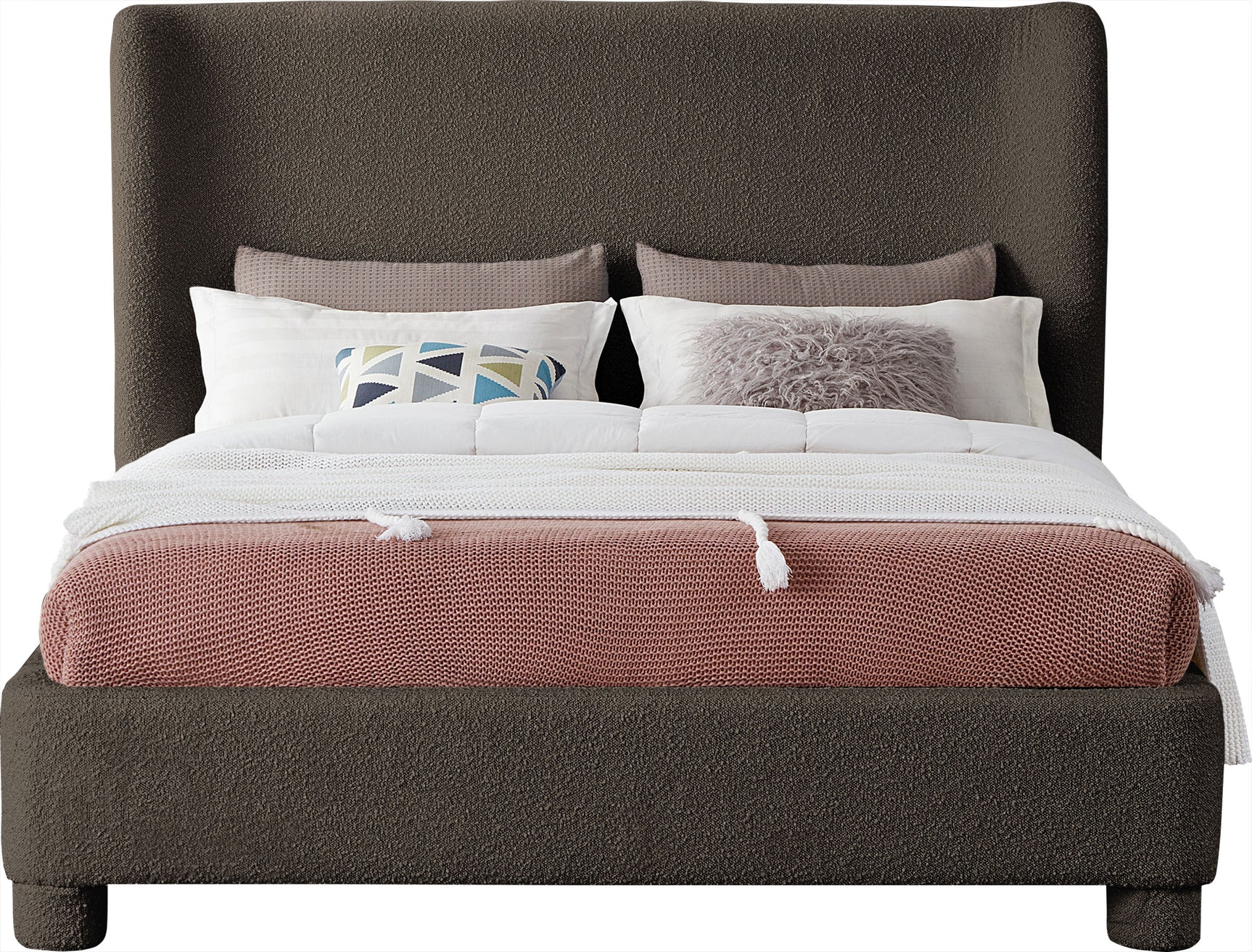 Seabreeze Brown Fabric Upholstered King Bed - Ornate Home