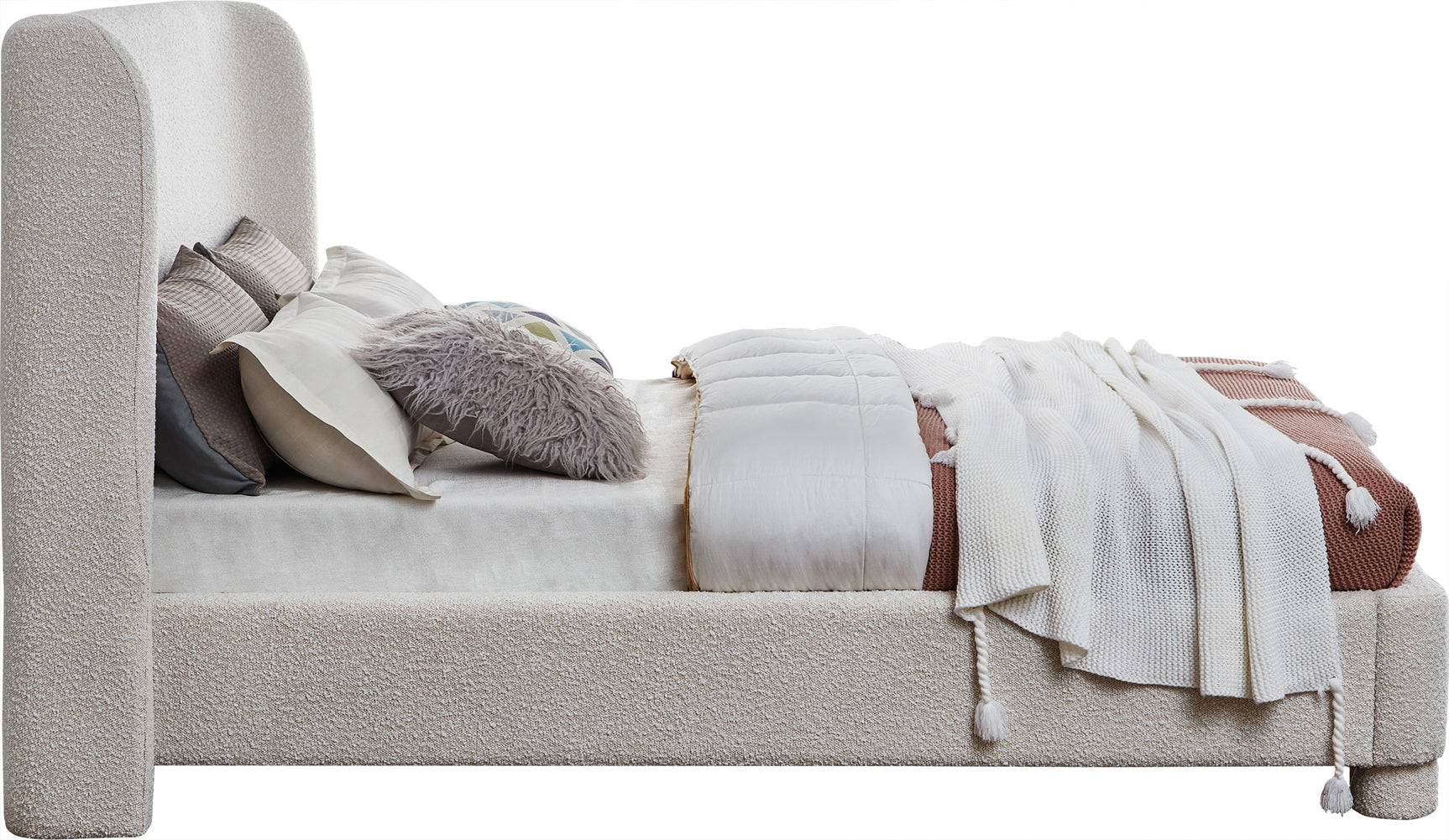 Seabreeze Cream Fabric Upholstered Full Bed - Ornate Home