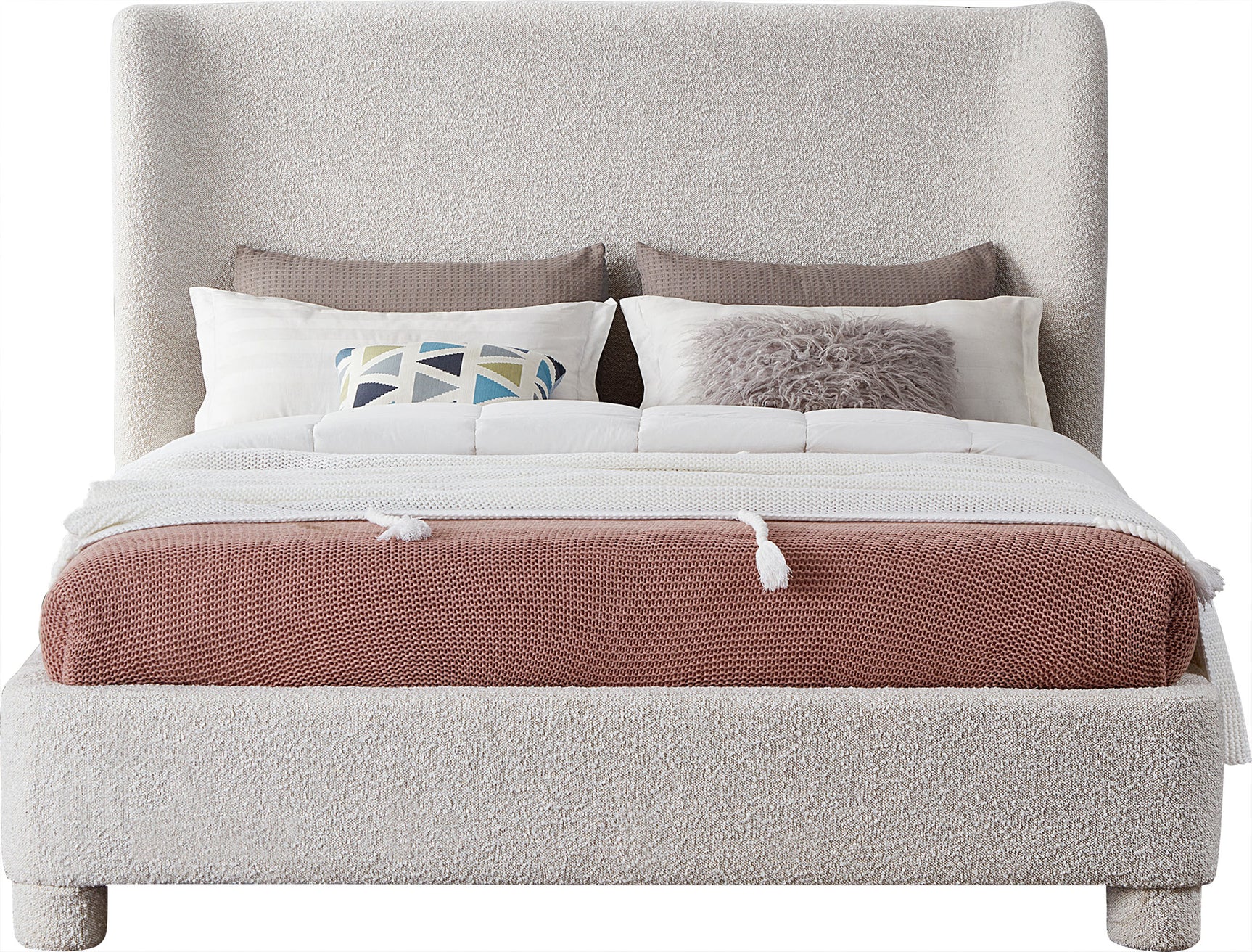 Seabreeze Cream Fabric Upholstered Full Bed - Ornate Home
