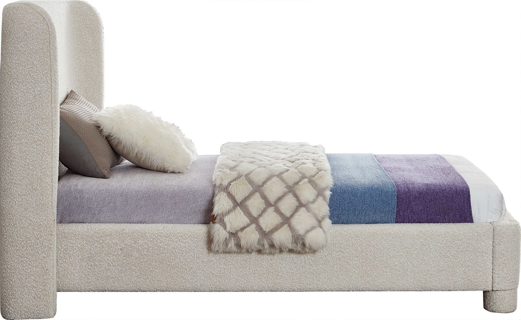Seabreeze Cream Fabric Upholstered Twin Bed - Ornate Home
