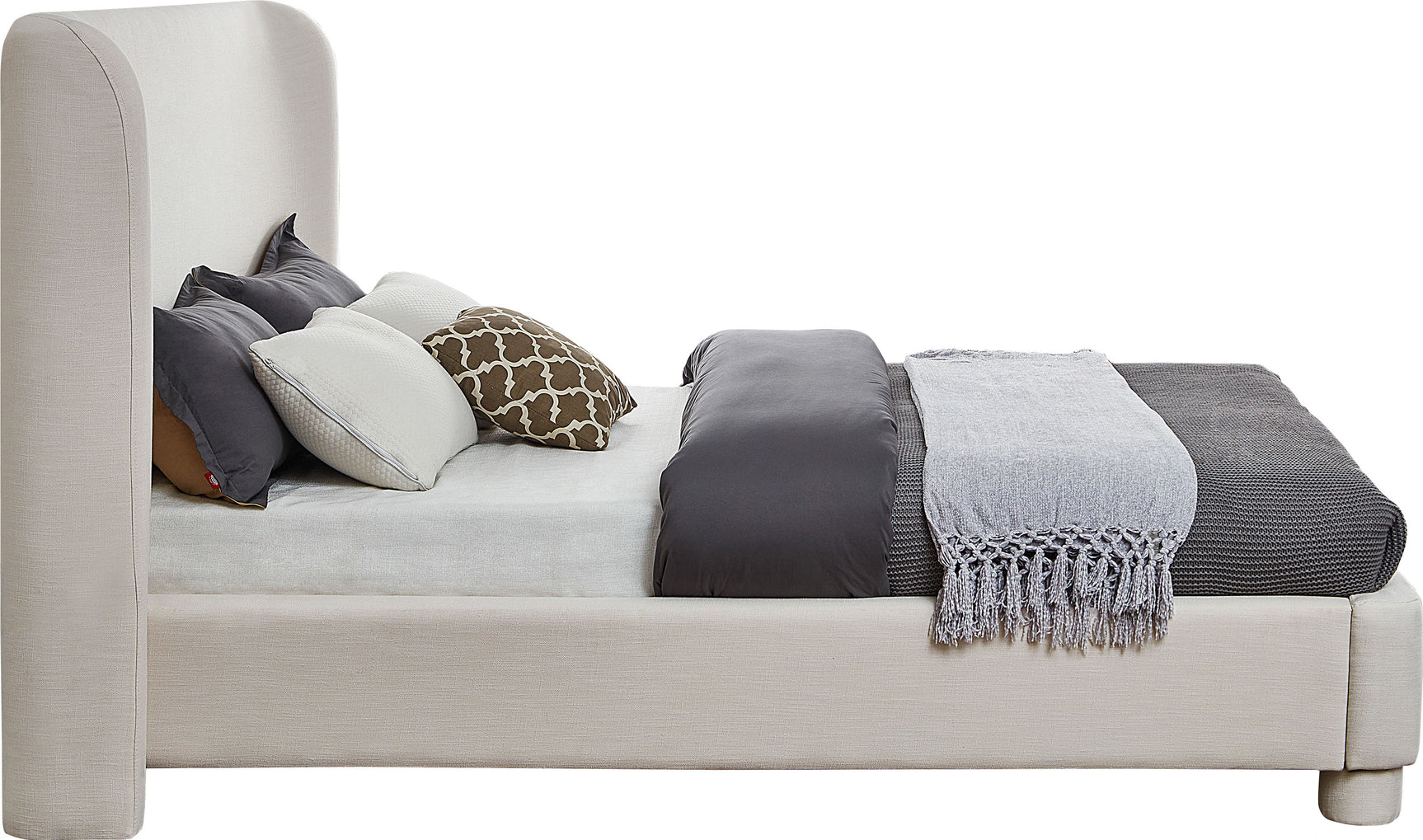Seabreeze Cream Textured Fabric Upholstered Full Bed - Ornate Home