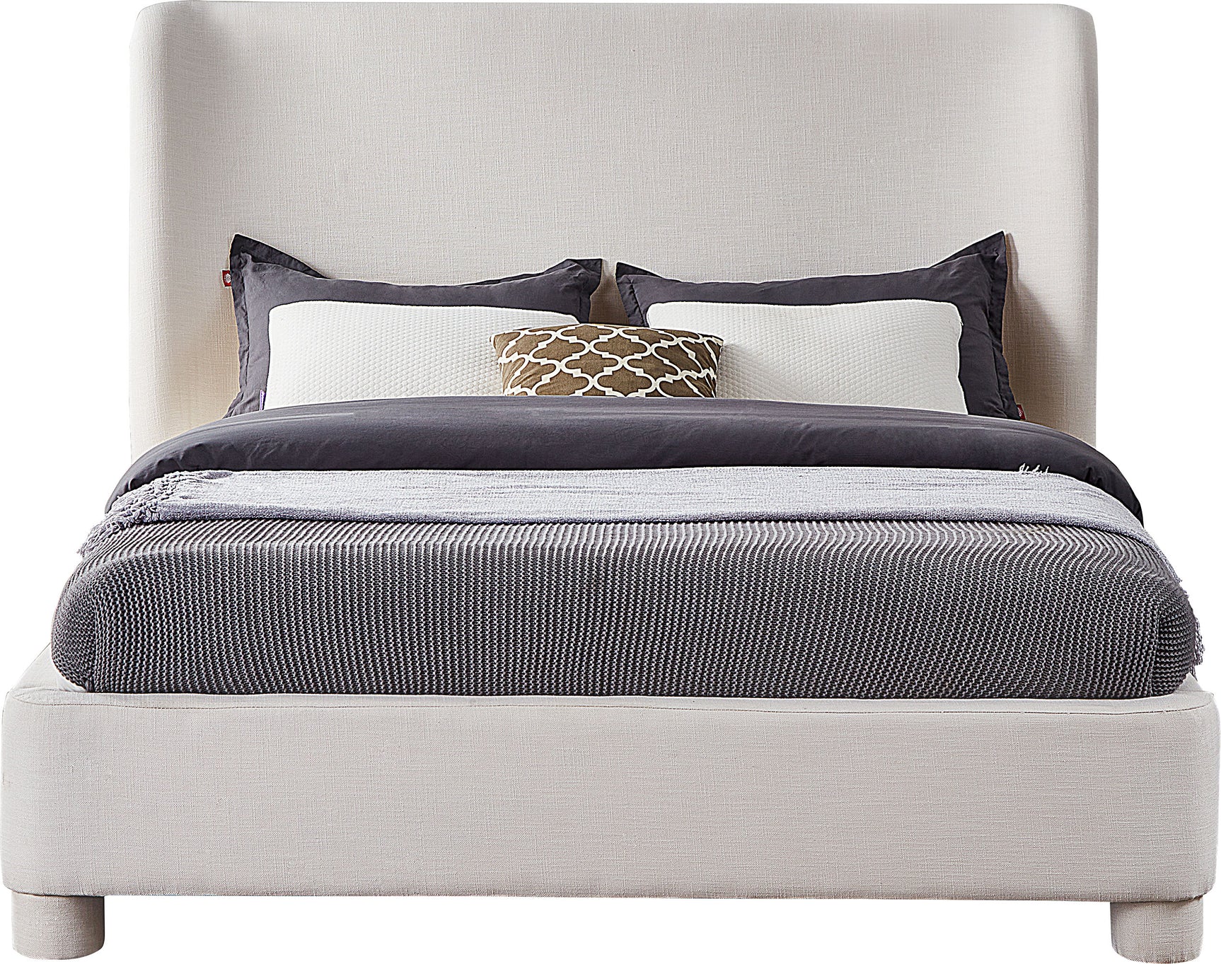 Seabreeze Cream Textured Fabric Upholstered Queen Bed - Ornate Home