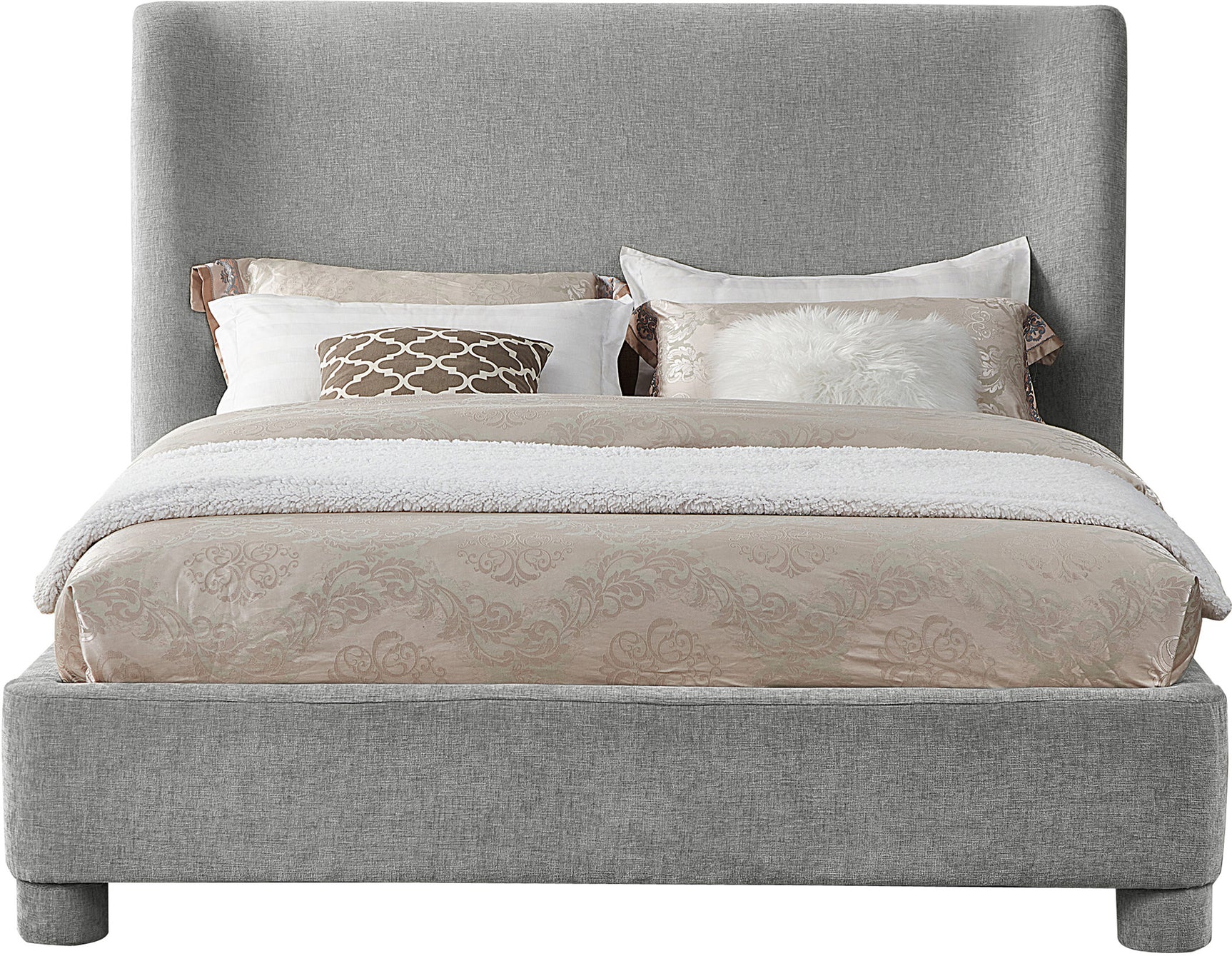 Seabreeze Grey Chenille Fabric Upholstered Full Bed - Ornate Home