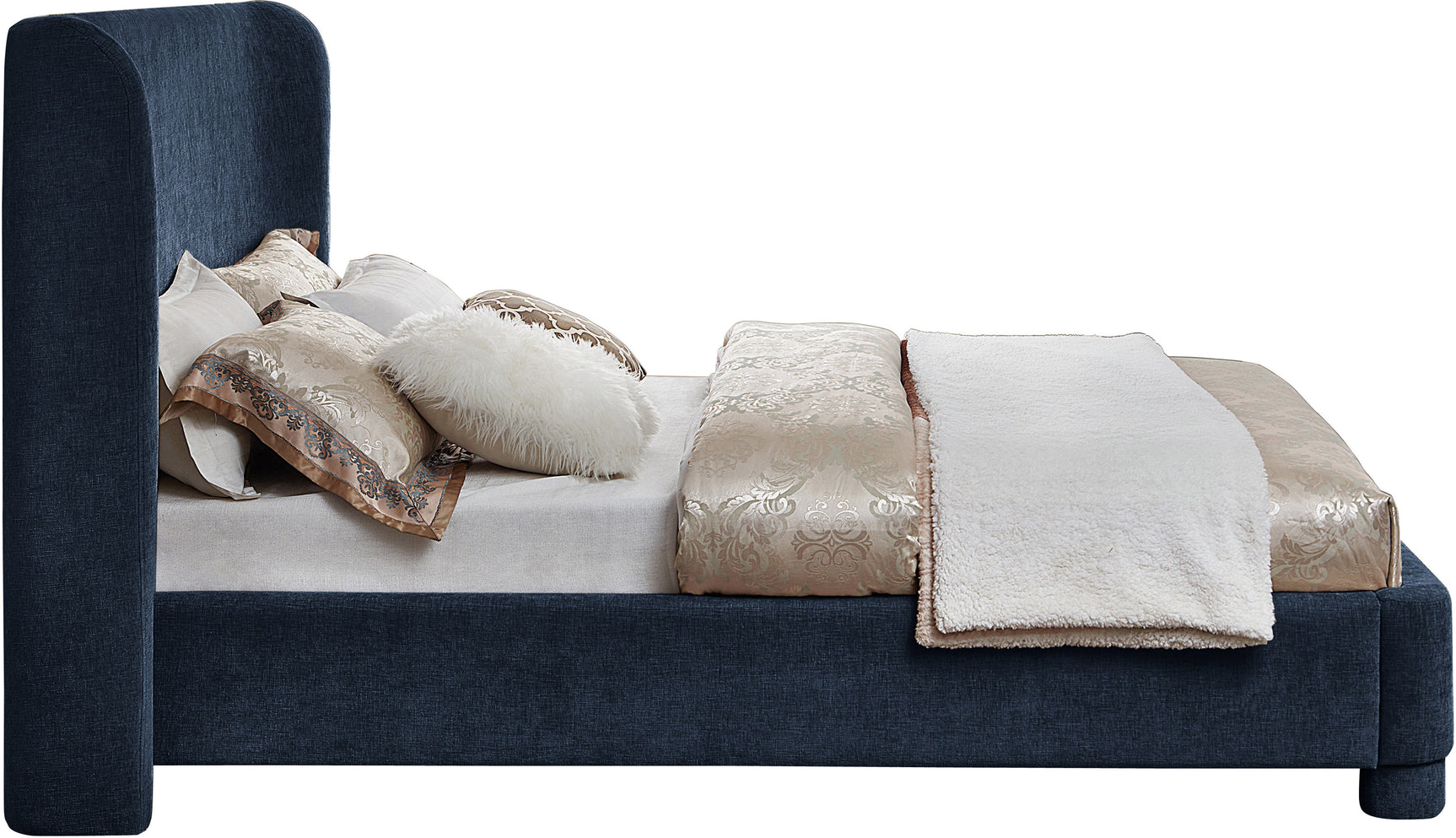Seabreeze Navy Fabric Upholstered Full Bed - Ornate Home