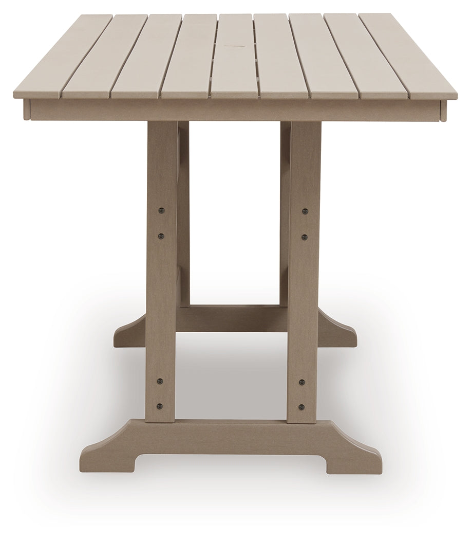 Seacliff Beach Medium Brown RECT COUNTER TABLE W/UMB OPT - Ornate Home