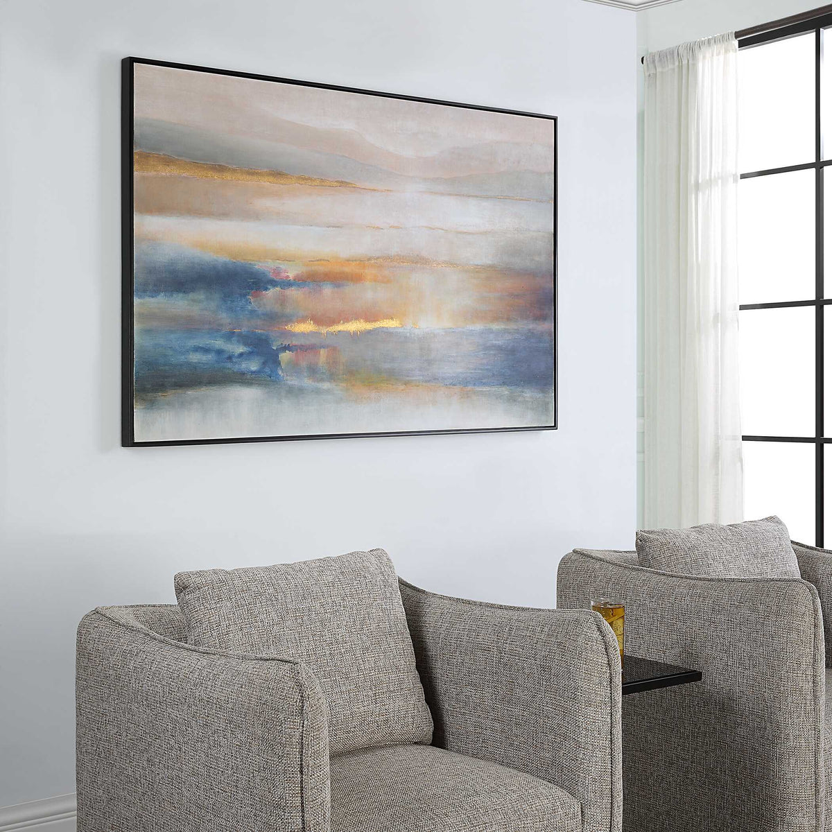 Seafaring Dusk Multicolor Hand Painted Abstract Art - Ornate Home