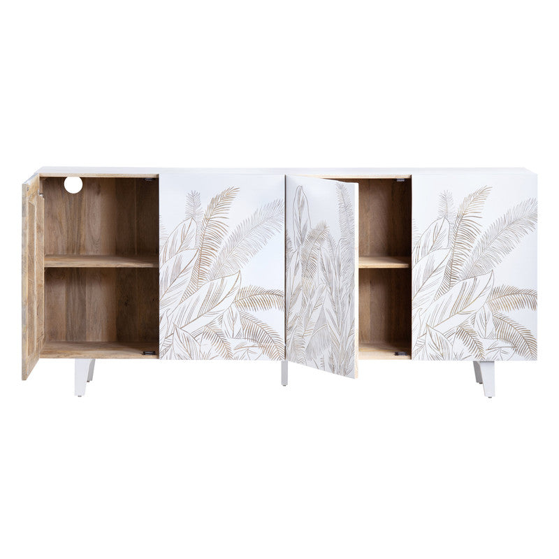 Seaside White/Brown Four-Door Sideboard - Ornate Home