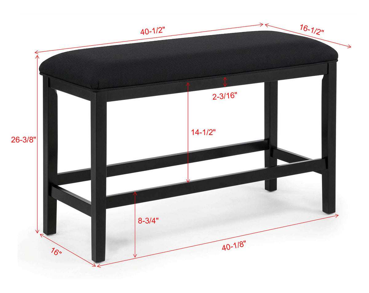 Sebastian Black Counter Height Bench - Ornate Home