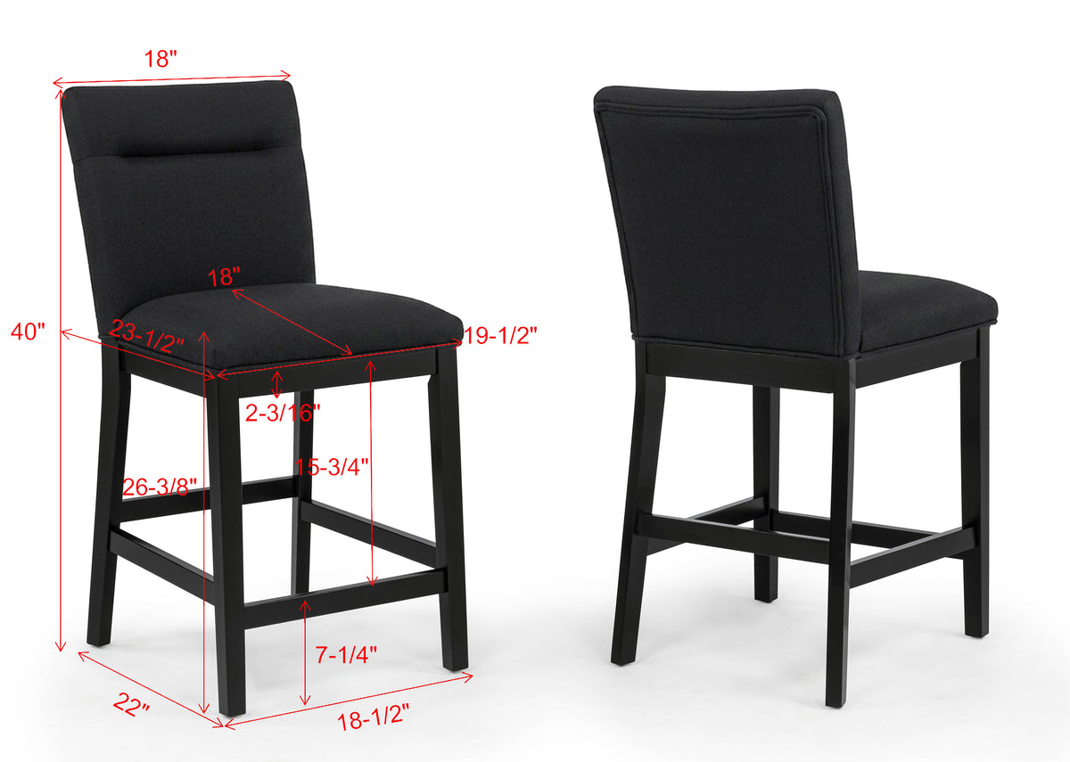 Sebastian Black Counter Height Chair (Set of 2) - Ornate Home