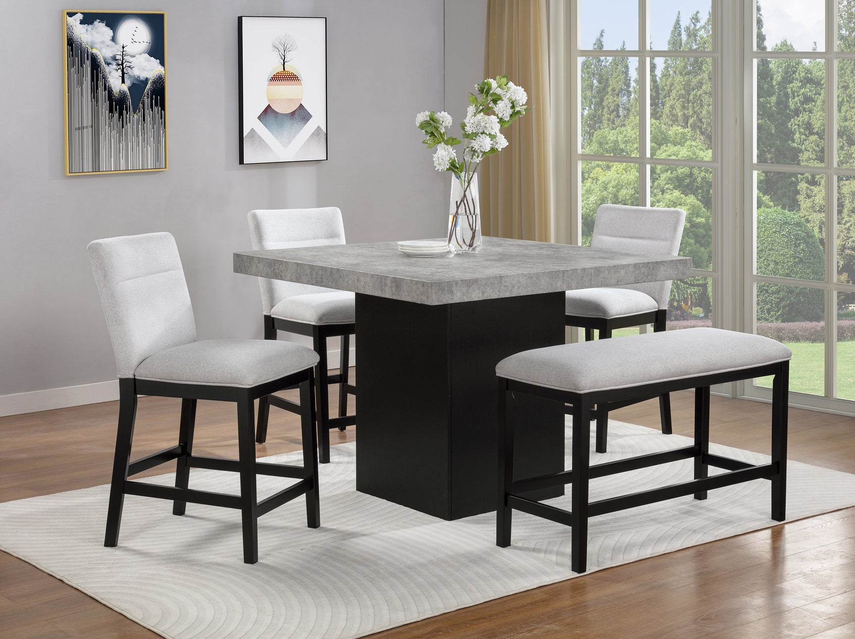 Sebastian Black/Gray Counter Height Dining Set - Ornate Home