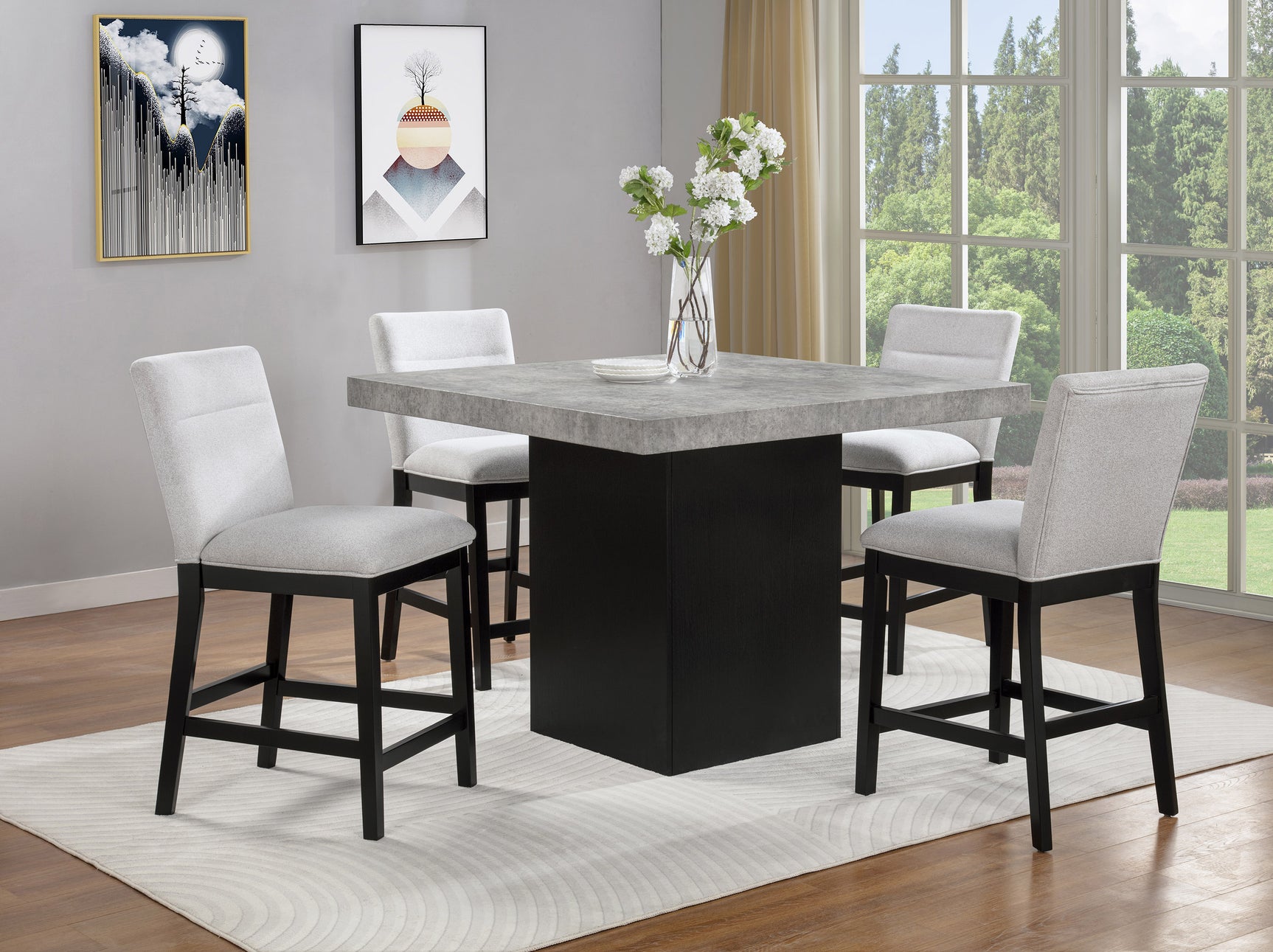 Sebastian Black/Gray Counter Height Dining Set - Ornate Home