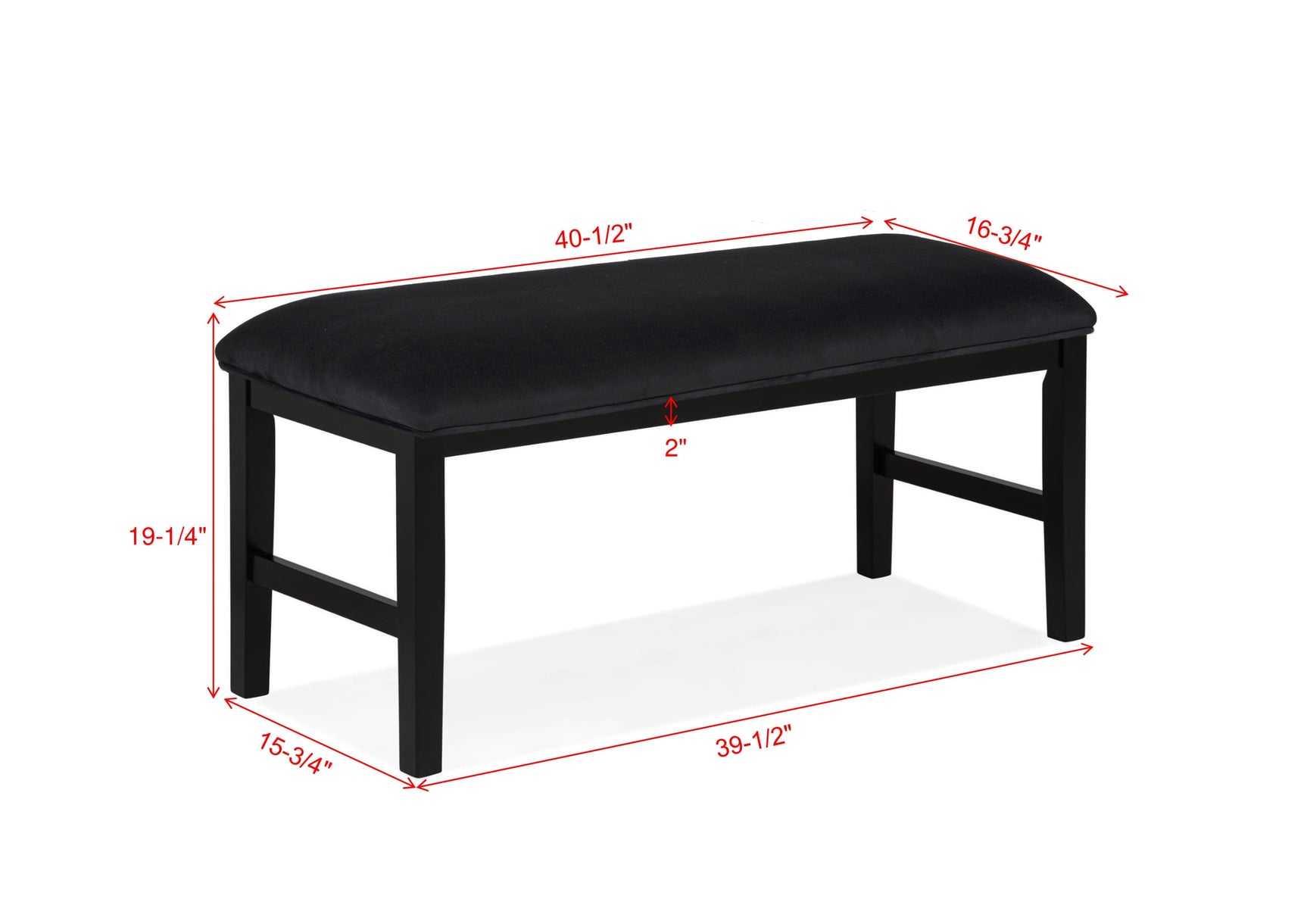 Sebastian Black Dining Bench - Ornate Home