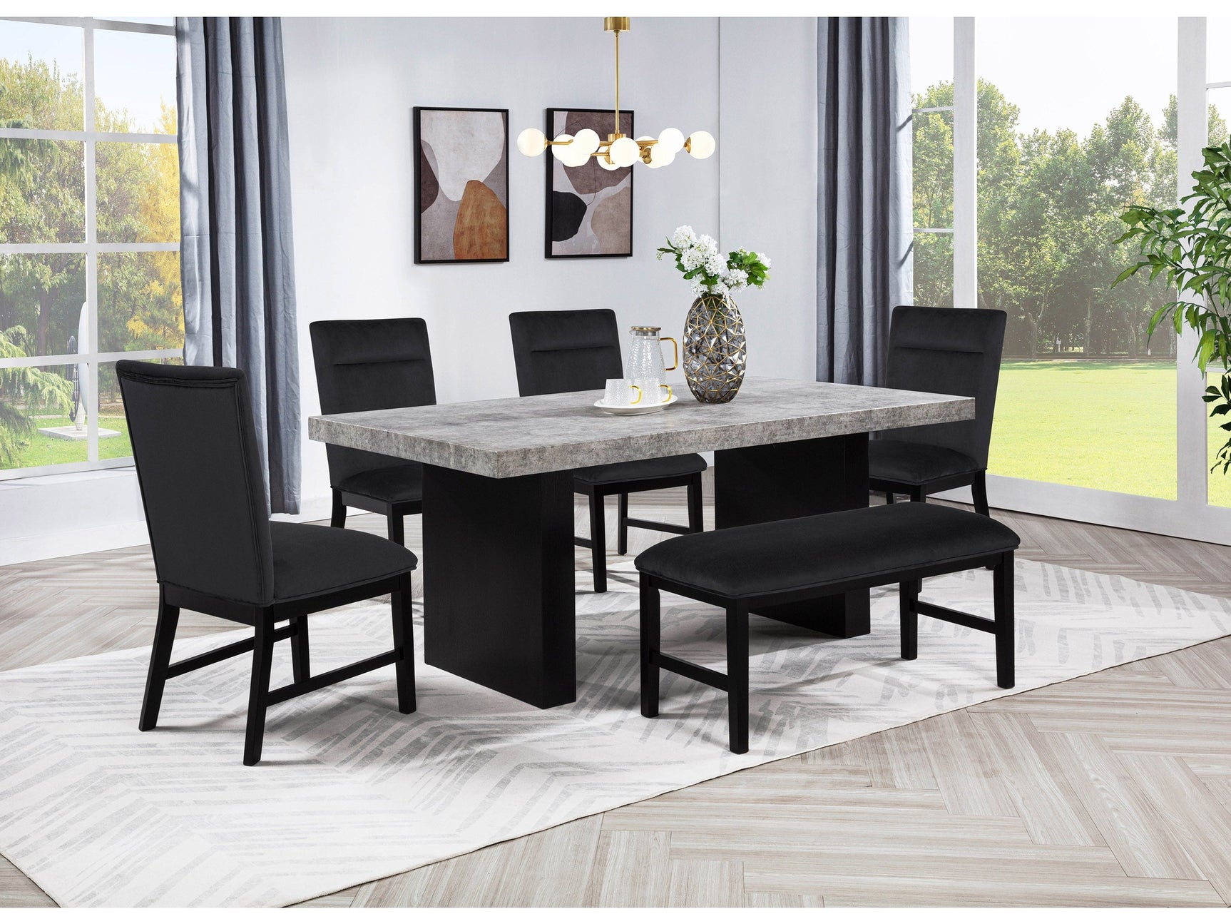 Sebastian Black Dining Bench - Ornate Home