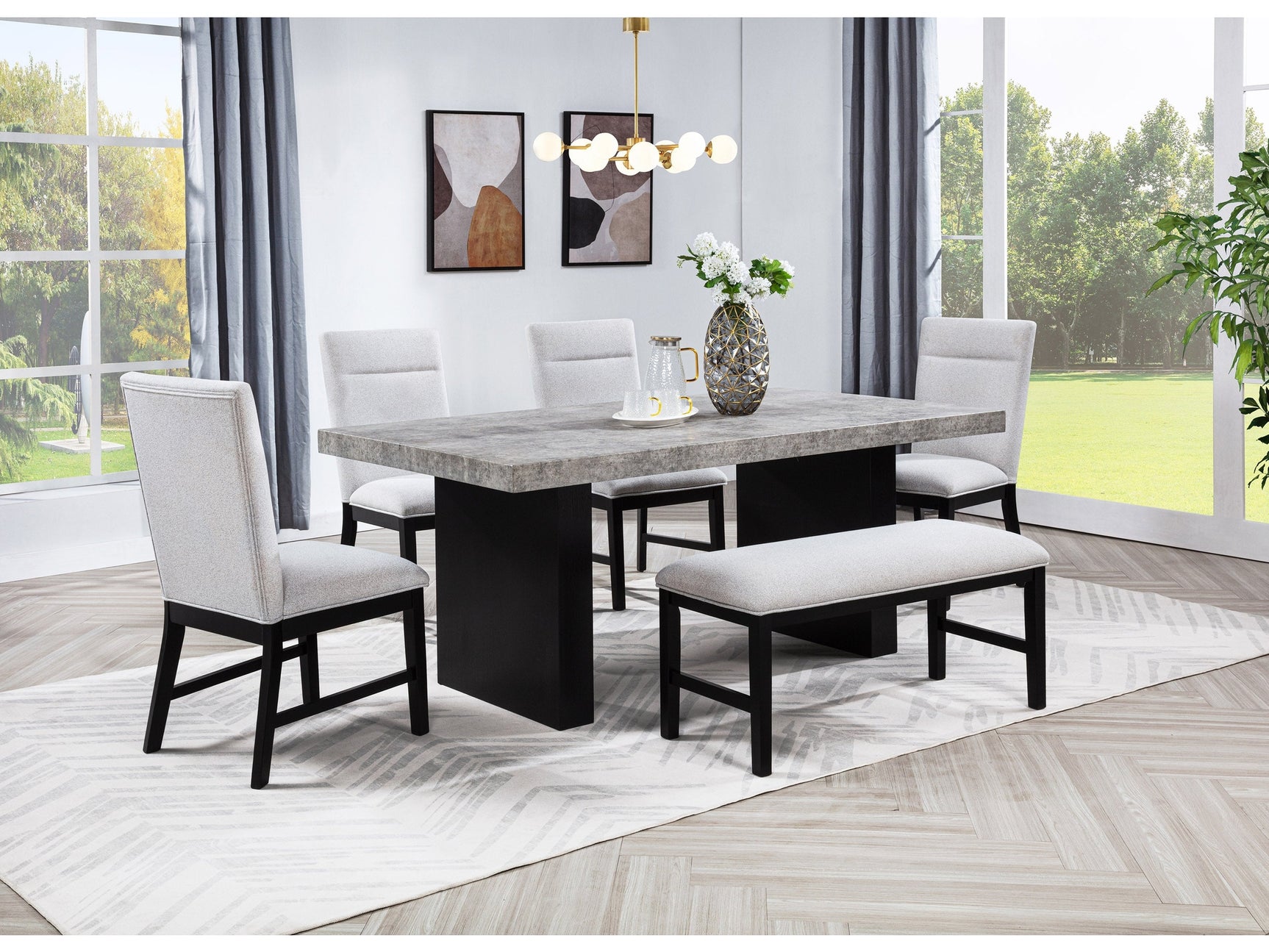 Sebastian Light Gray/Black Dining Set - Ornate Home