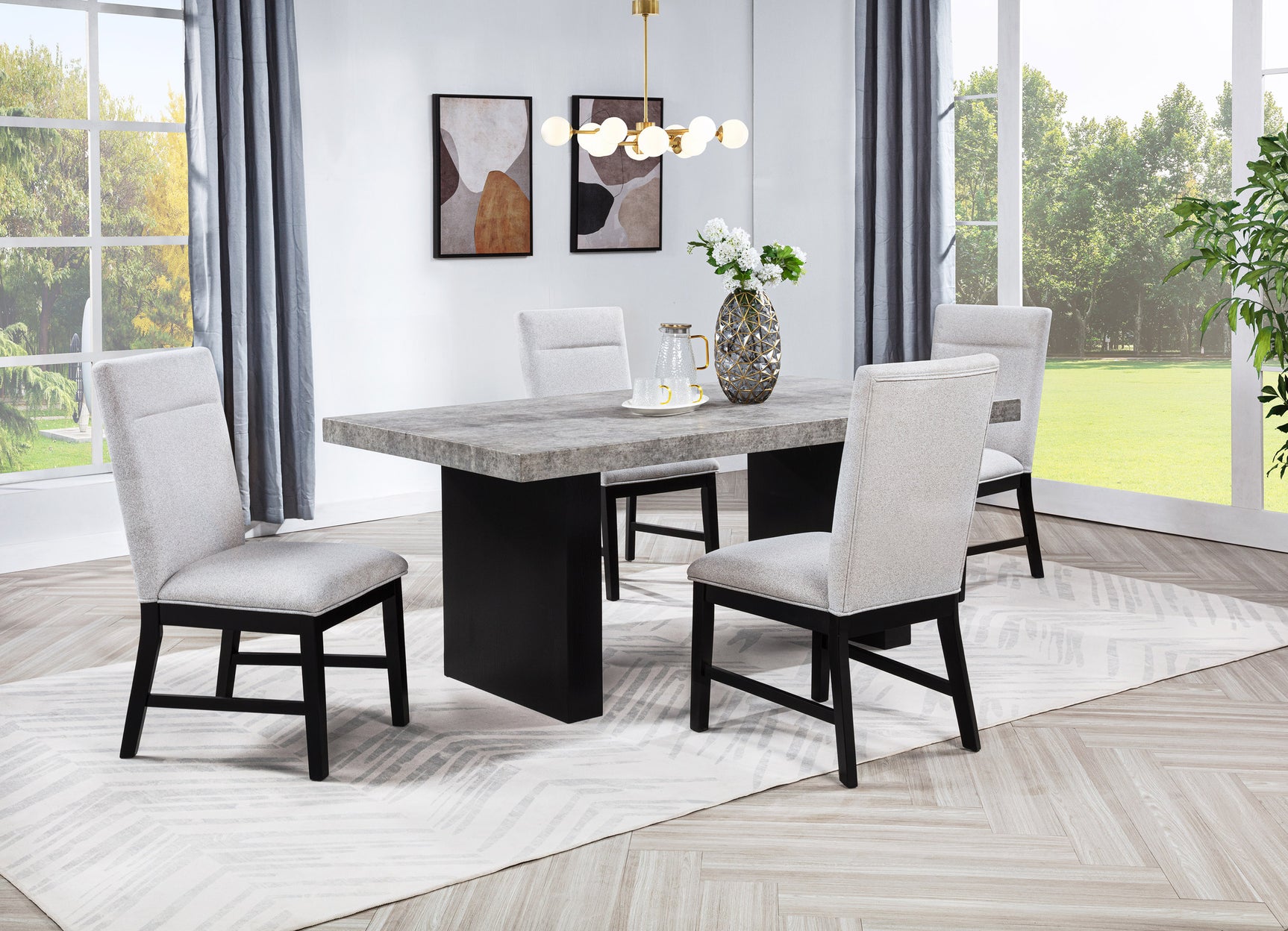 Sebastian Light Gray/Black Dining Set - Ornate Home
