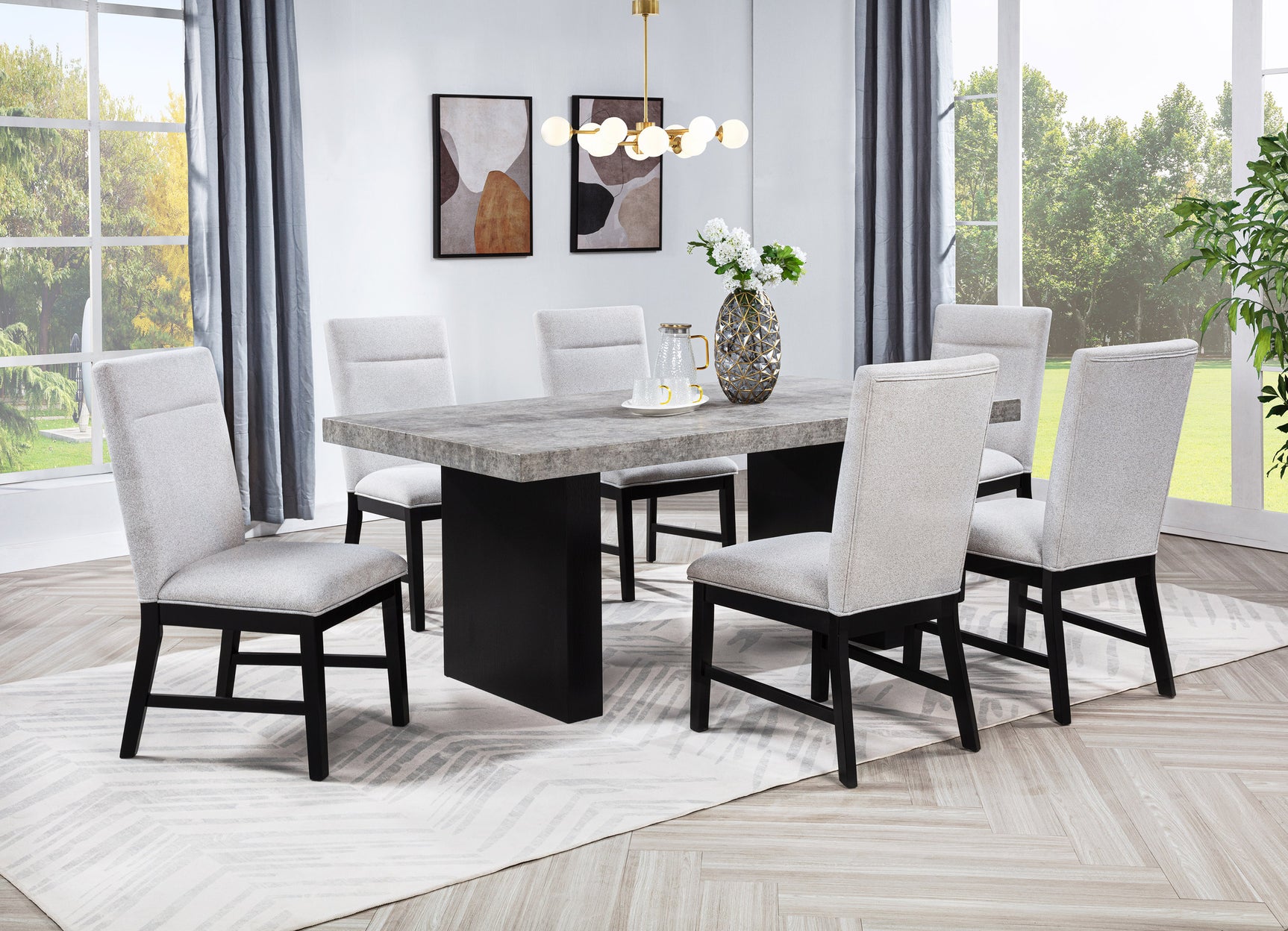 Sebastian Light Gray/Black Dining Set - Ornate Home