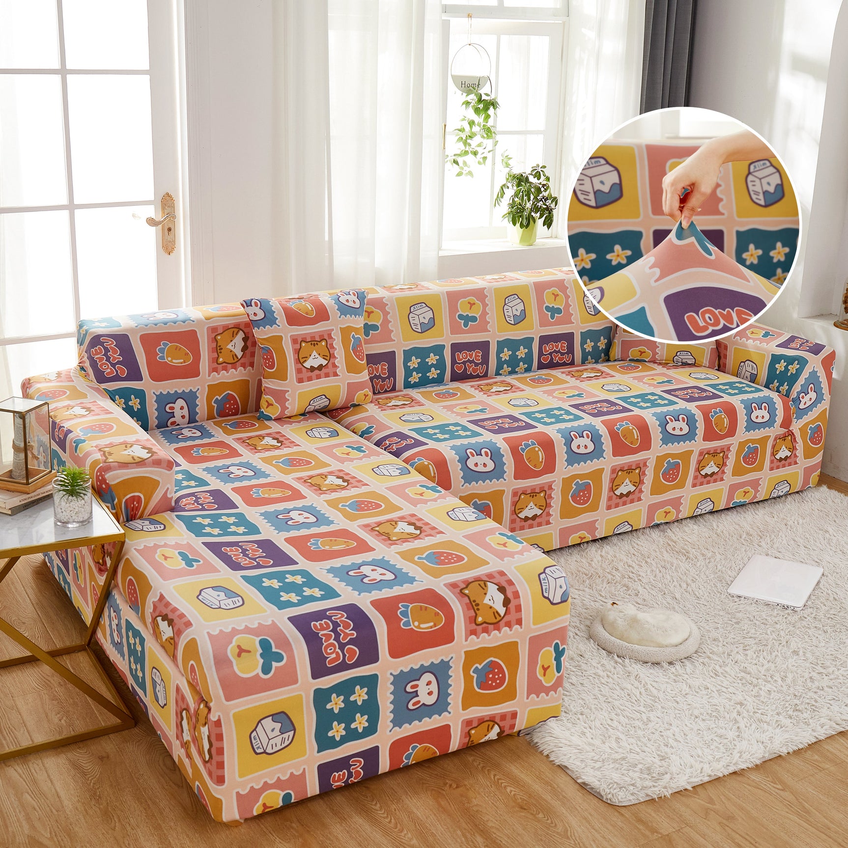 Sectional Sofa Covers, Super Stretch L Shape Couch Cover, Non Slip Slipcover with Elastic Bottom, Ideal for 1/2/3/4/5 Seater Sofas, Kids - Ornate Home