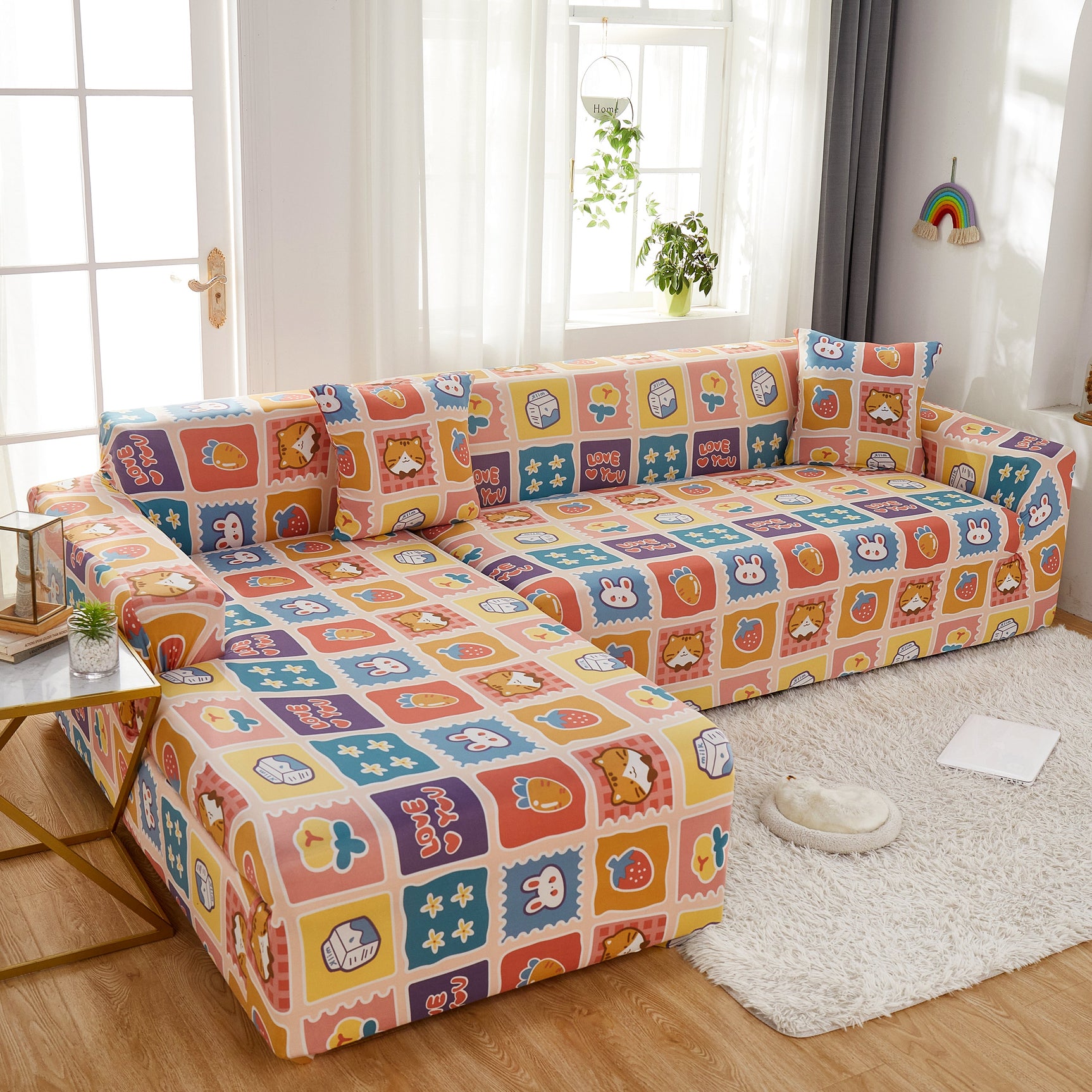Sectional Sofa Covers, Super Stretch L Shape Couch Cover, Non Slip Slipcover with Elastic Bottom, Ideal for 1/2/3/4/5 Seater Sofas, Kids - Ornate Home