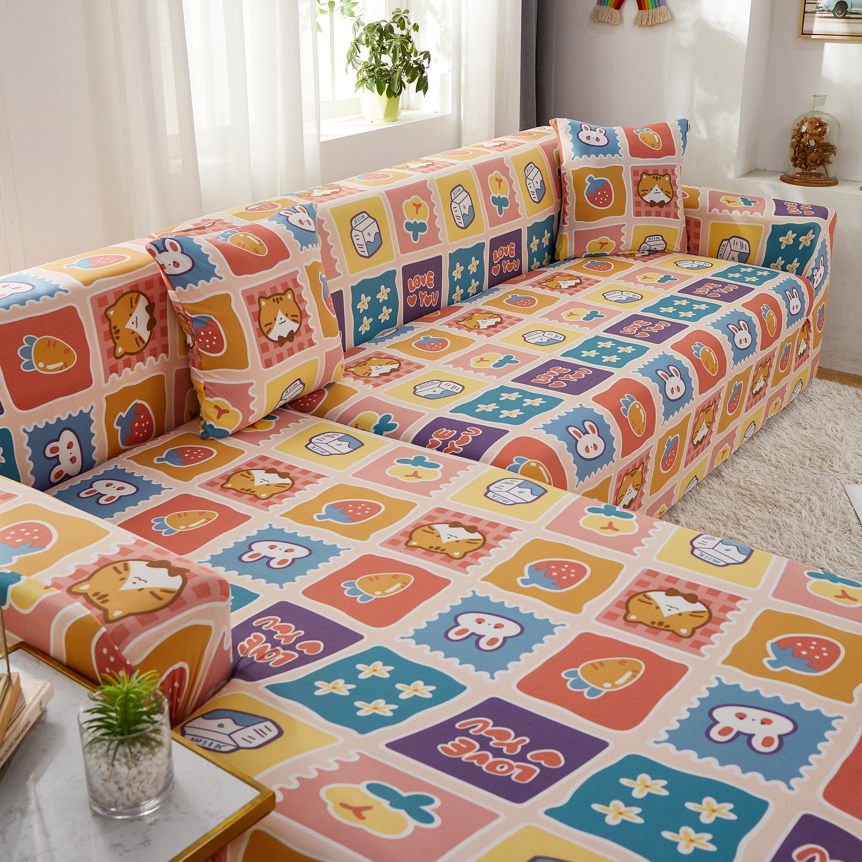 Sectional Sofa Covers, Super Stretch L Shape Couch Cover, Non Slip Slipcover with Elastic Bottom, Ideal for 1/2/3/4/5 Seater Sofas, Kids - Ornate Home