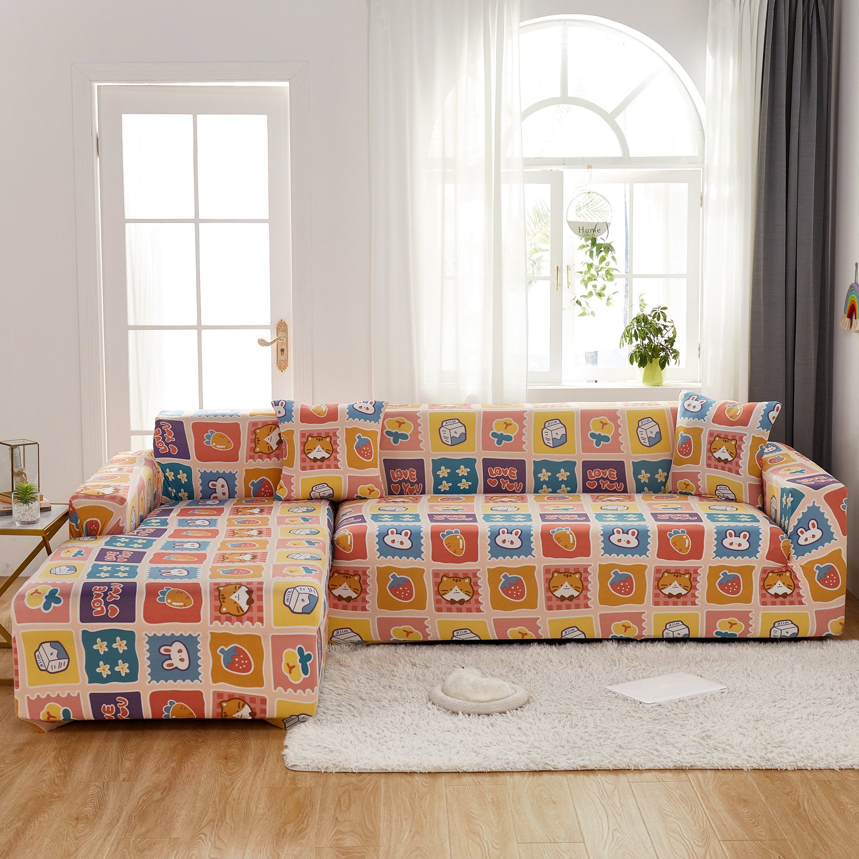 Sectional Sofa Covers, Super Stretch L Shape Couch Cover, Non Slip Slipcover with Elastic Bottom, Ideal for 1/2/3/4/5 Seater Sofas, Kids - Ornate Home
