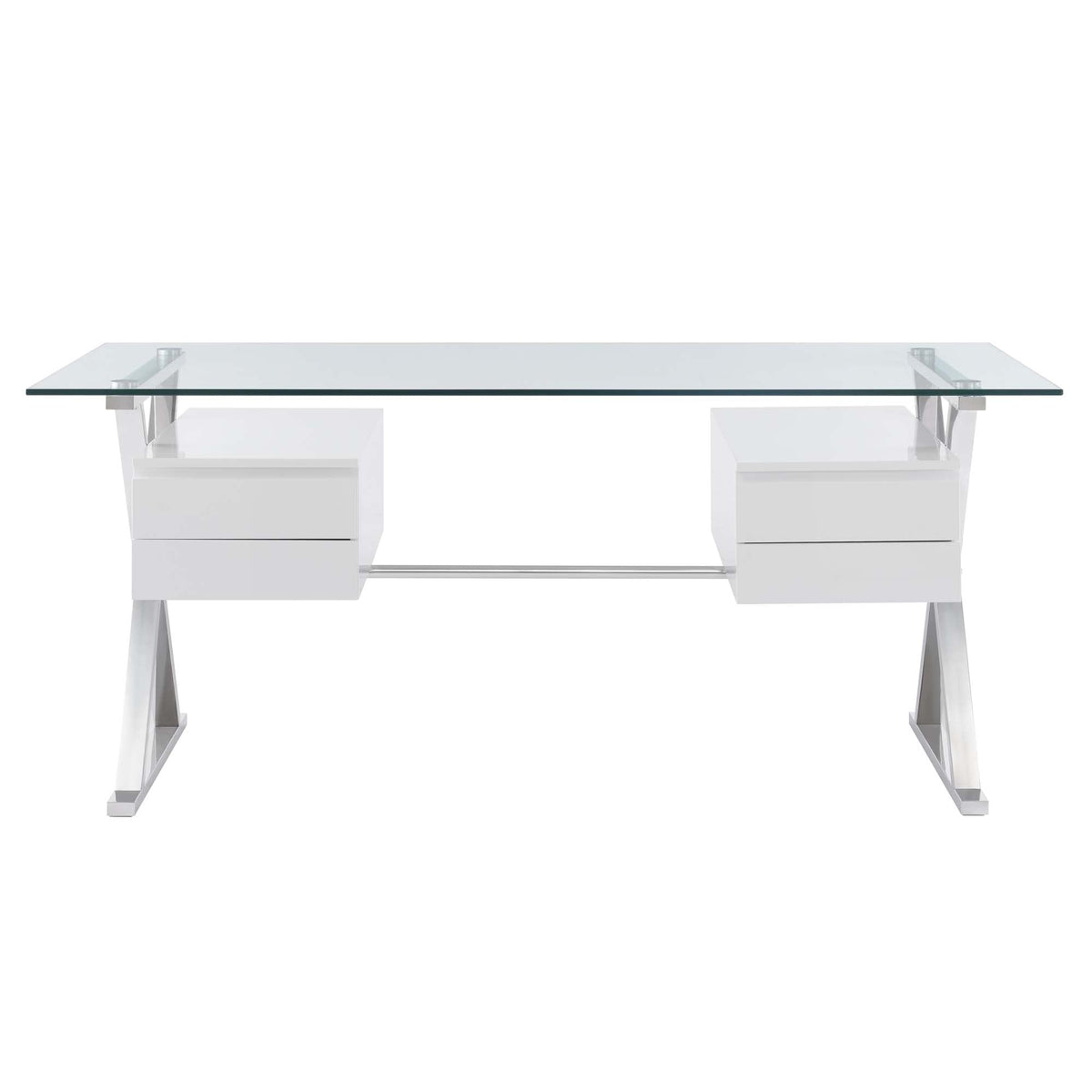 Sector White 71" Glass Top Glass Office Desk - Ornate Home