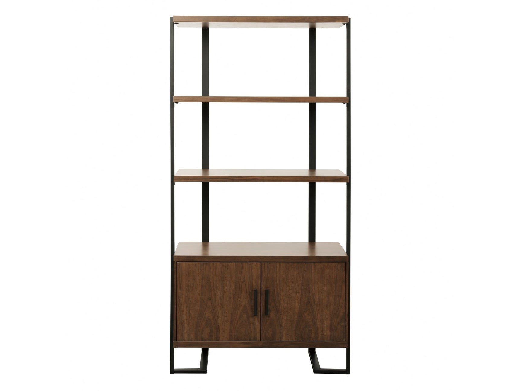 Sedley Walnut/Black Metal Bookcase - Ornate Home