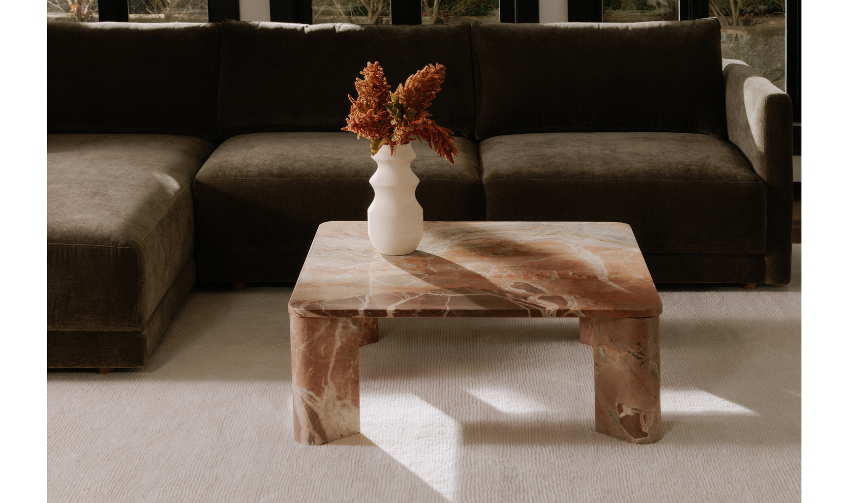 Segment Orange Levante Marble Coffee Table - Ornate Home