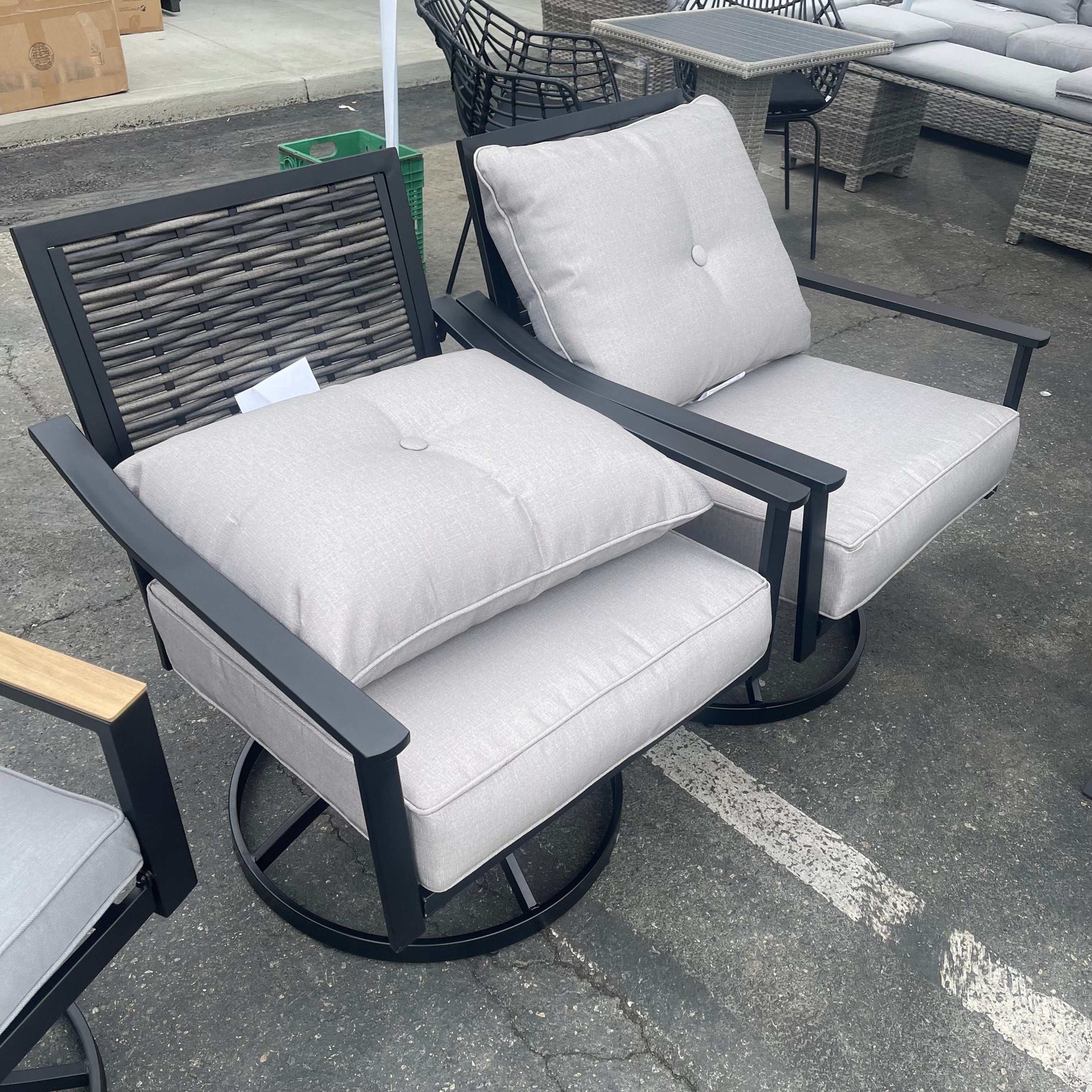 Segovia Black & Gray Swivel Chair (Set of 4) - Ornate Home