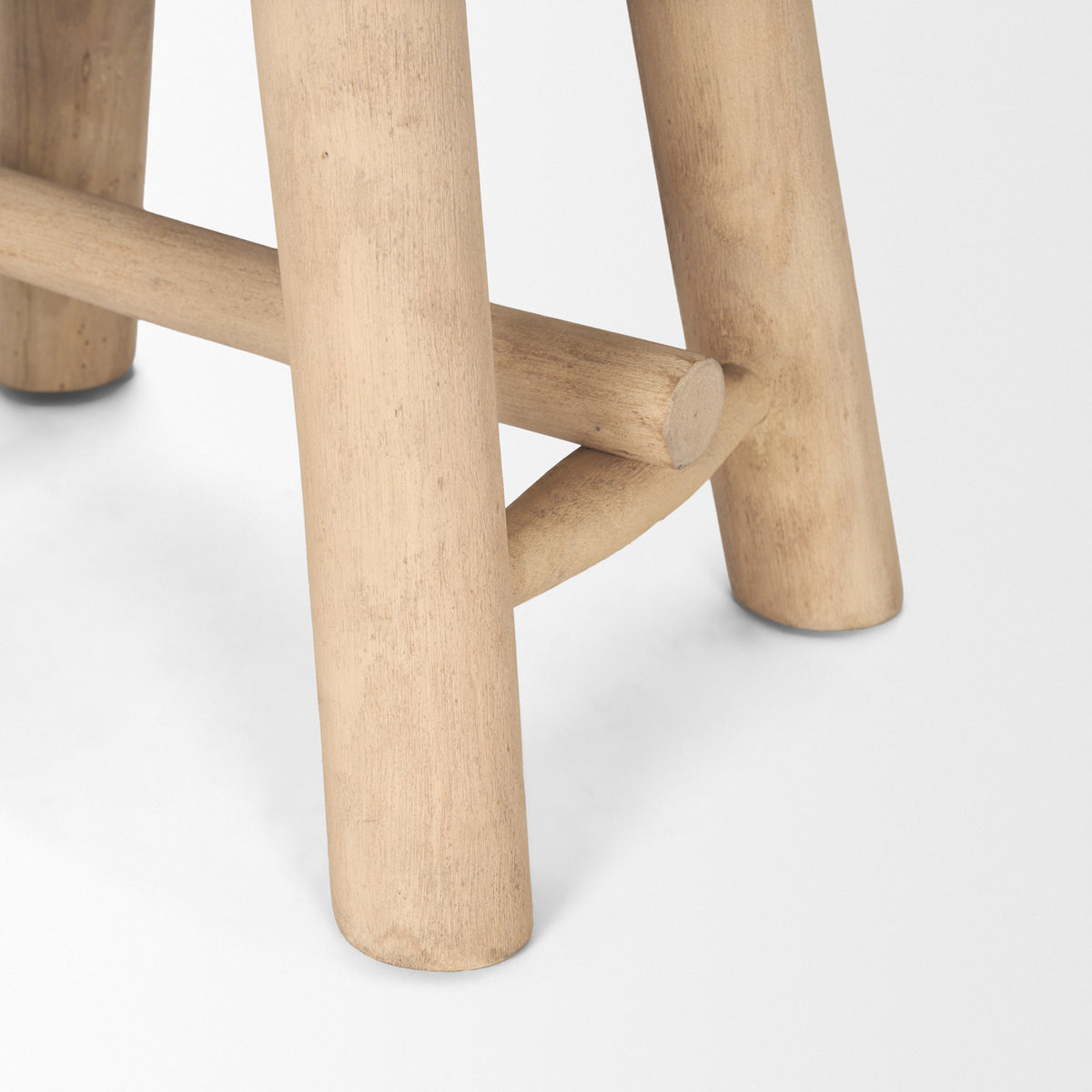 Sekou Light Brown Short Wooden Craftsman Stool