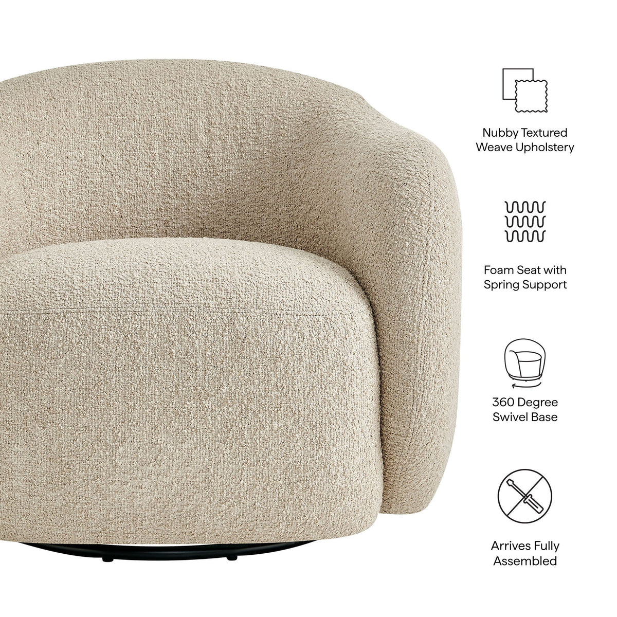 Selby Linen Textured Woven Fabric Swivel Accent Chair - Ornate Home